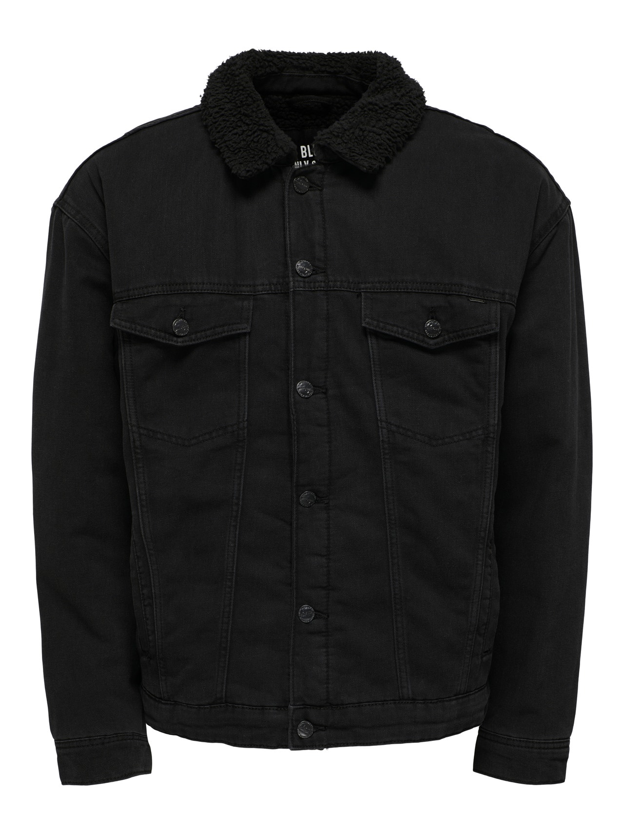 ONLY & SONS Round Neck Denim jacket -Black Denim - 22022970