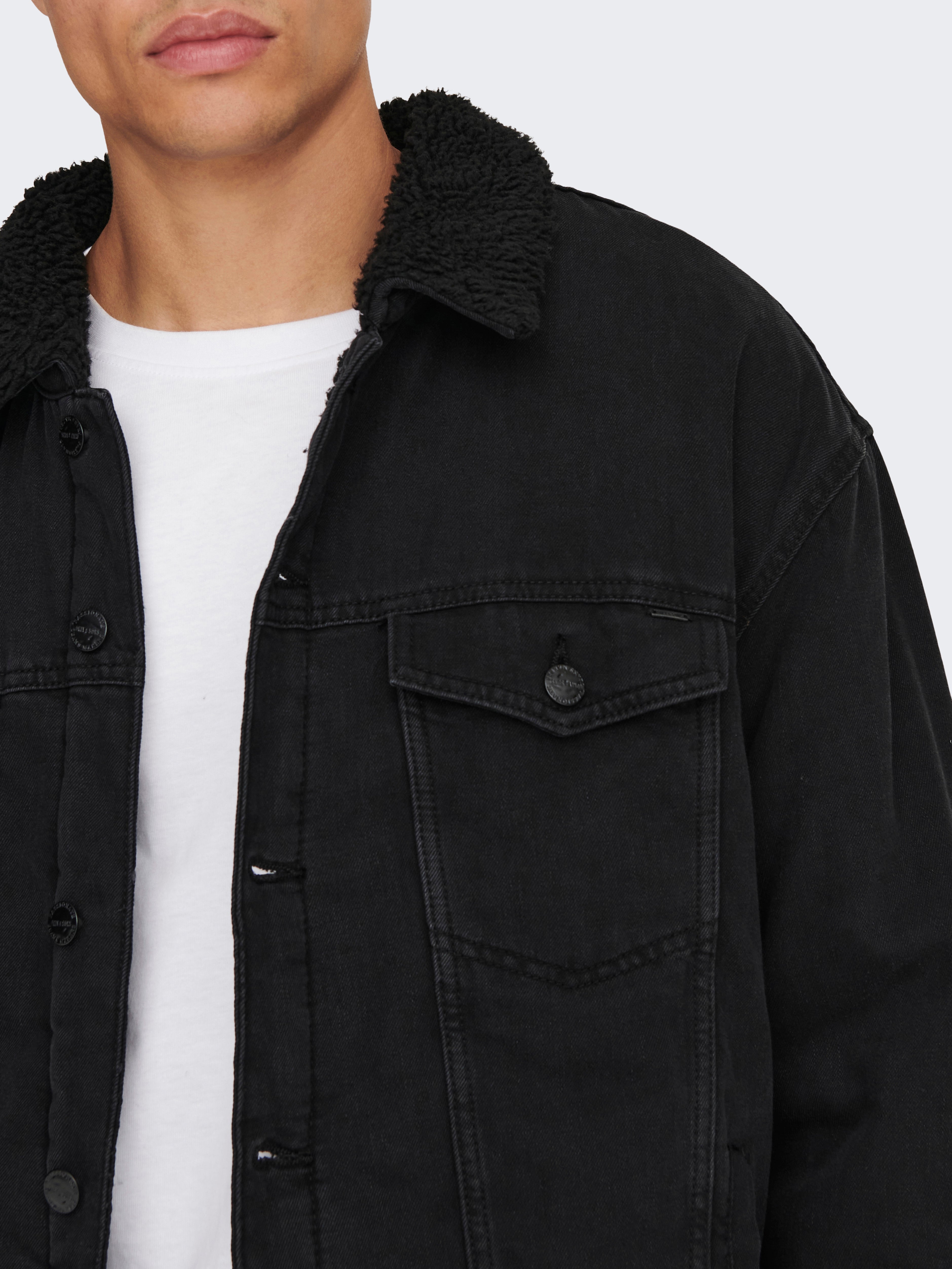 High Star Black Cotton Regular Fit Printed Denim Jacket