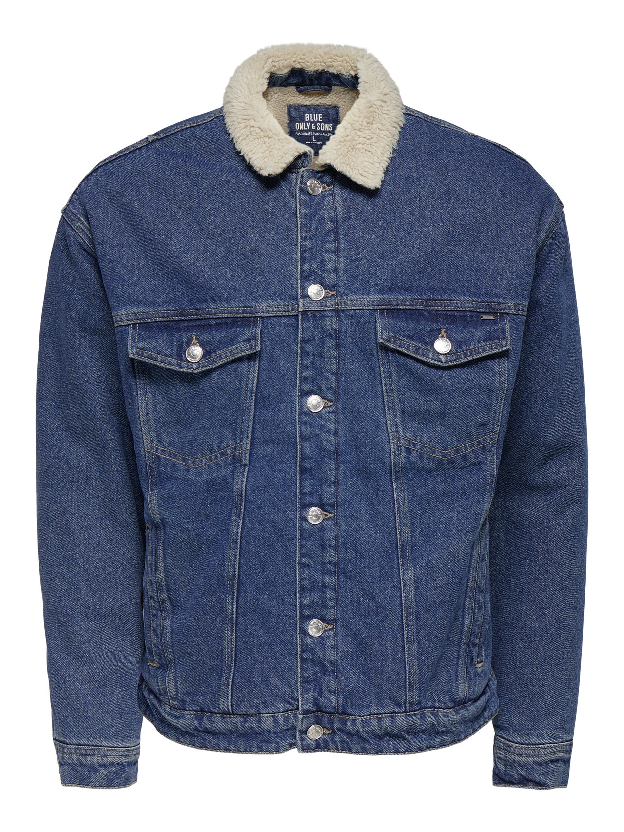 ONLY & SONS Denim jacket with teddy lining -Blue Denim - 22023002