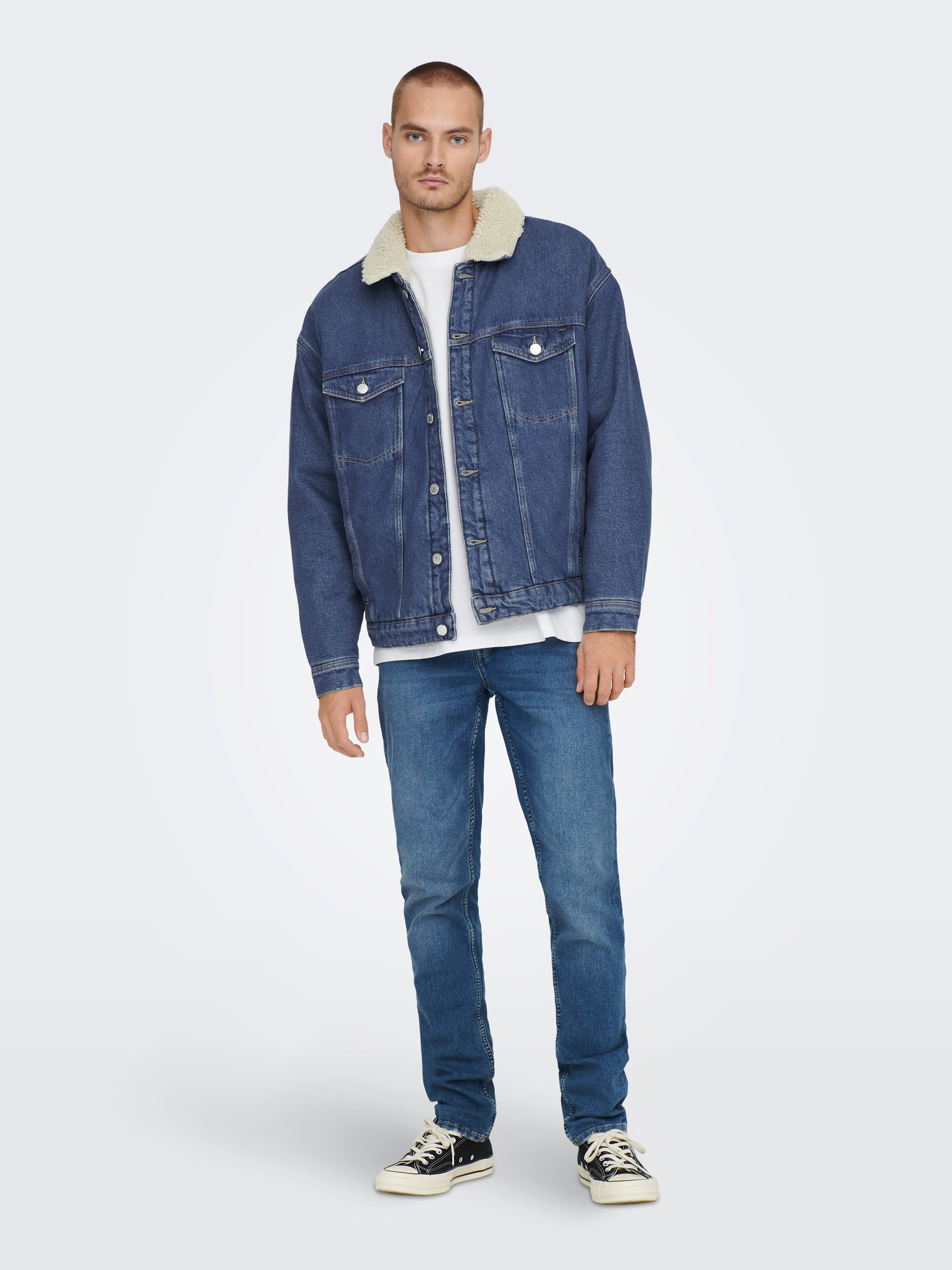 Only teddy clearance sleeve denim jacket