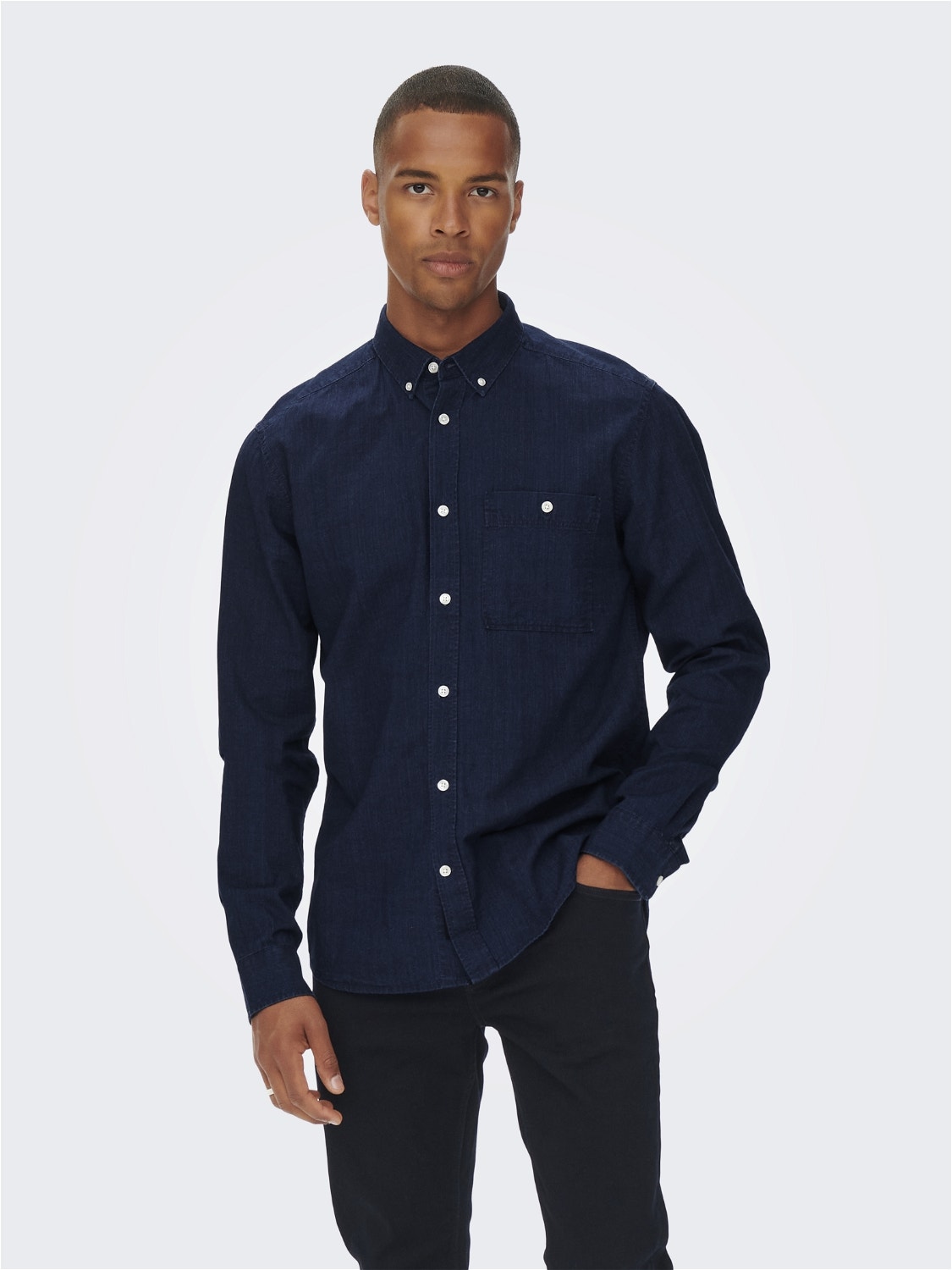 ONLY & SONS Regular fit Skjorte -Dark Blue Denim - 22023014