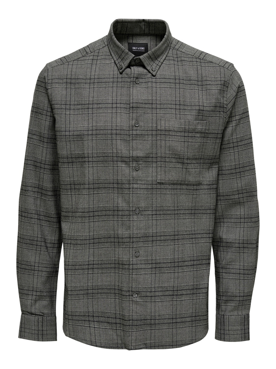 ONLY & SONS Relaxed Fit Button-down collar Shirt -Dark Grey Melange - 22023027