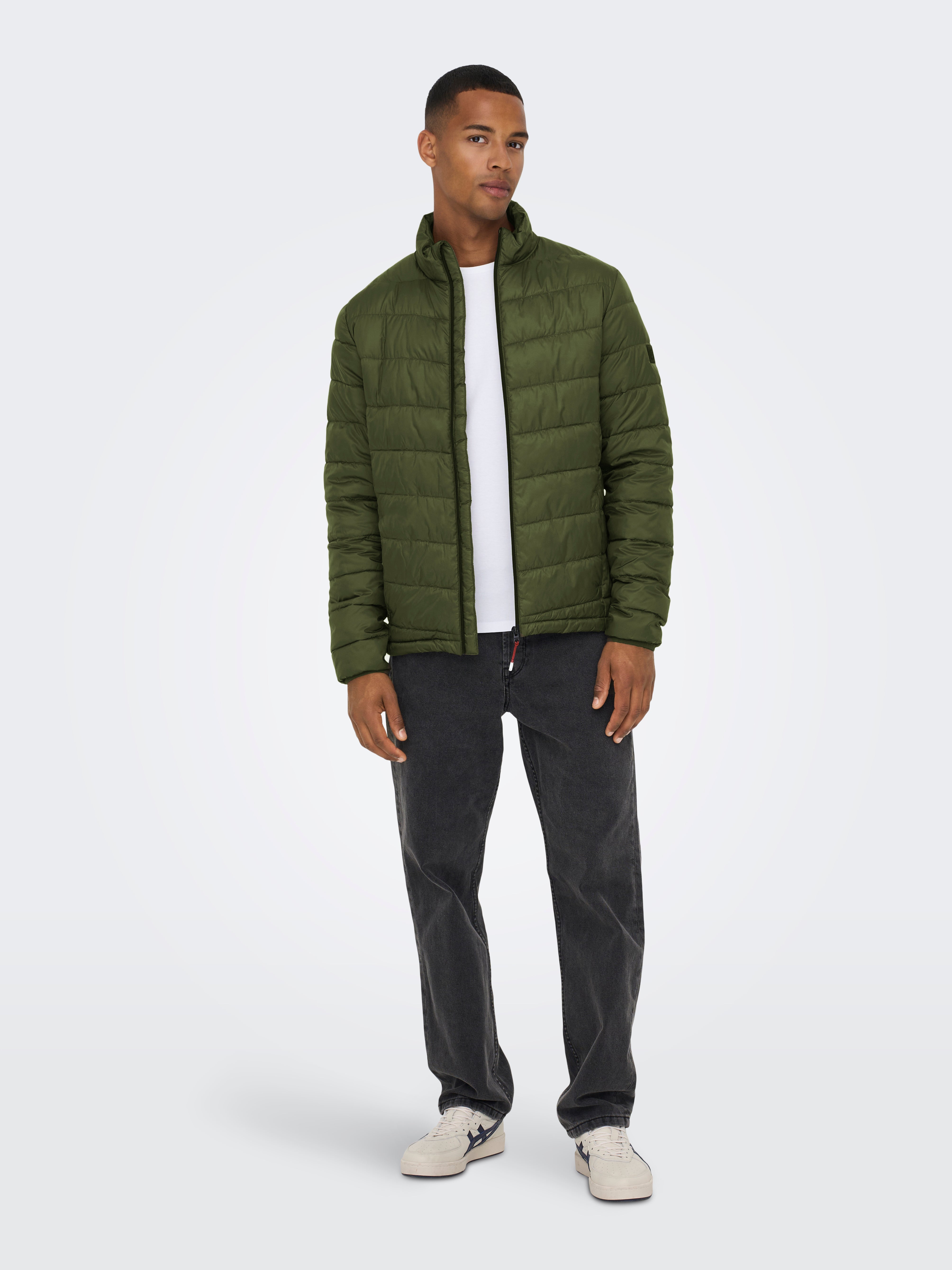 Army green deals quilted jacket