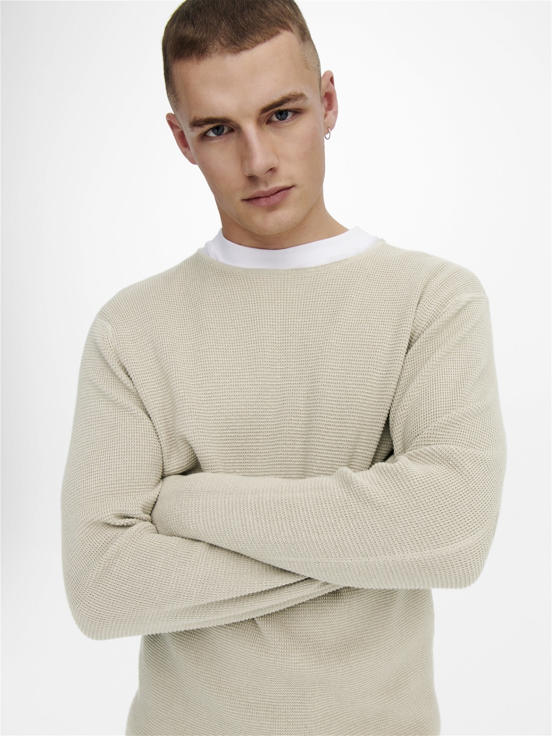 ONLY & SONS Solid color knitted pullover -Silver Lining - 22023133