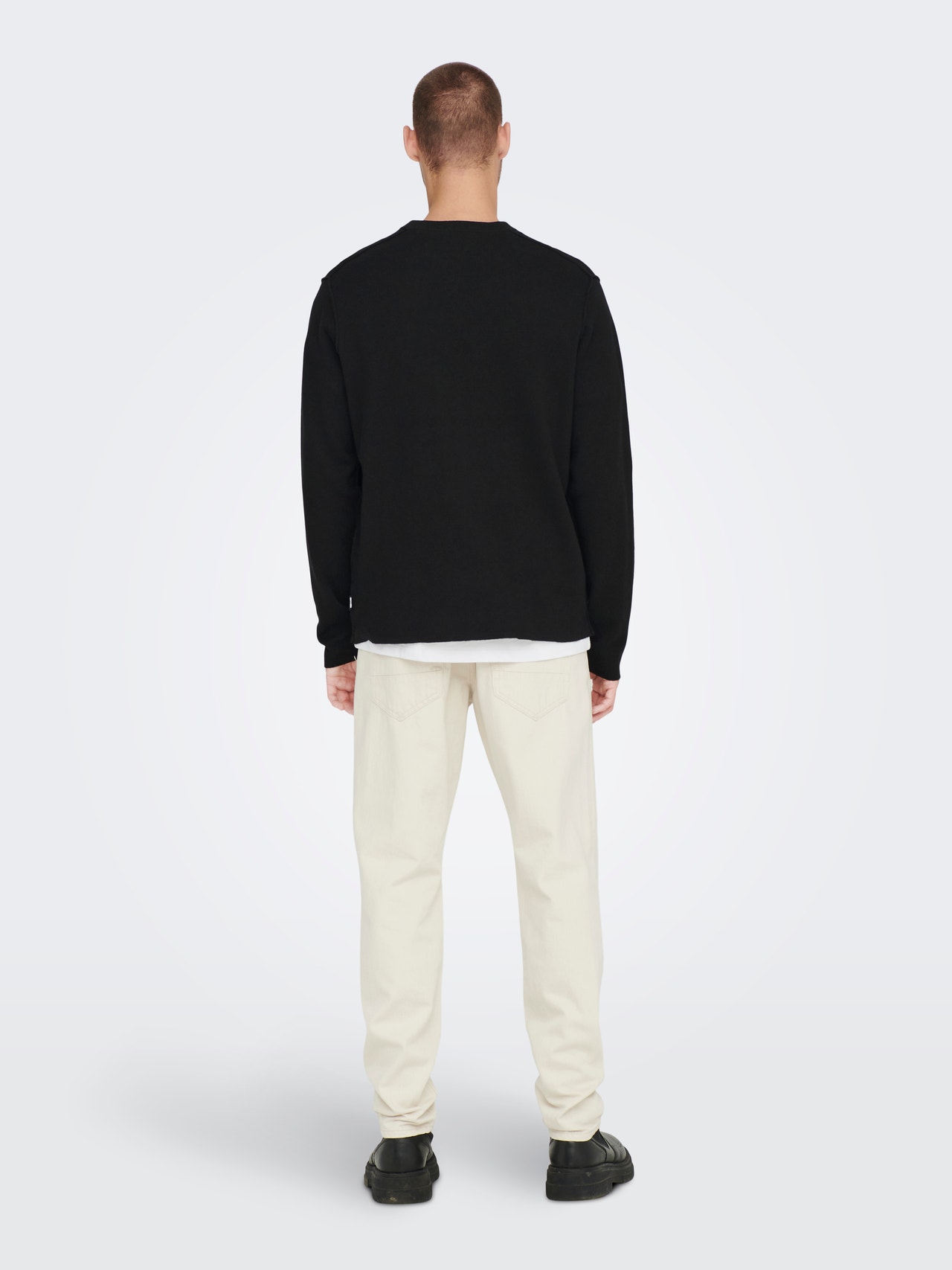 ONLY & SONS Solid color knitted pullover -Black - 22023200