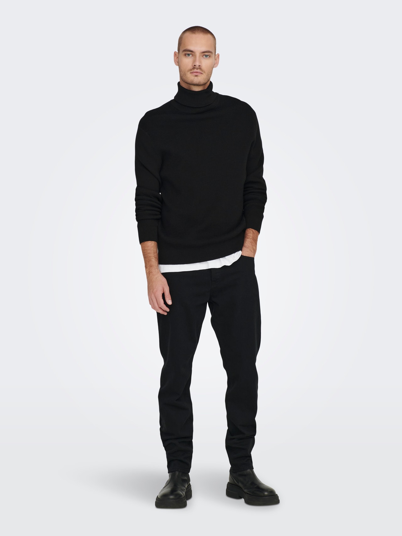 ONLY & SONS Roll neck knitted pullover -Black - 22023202