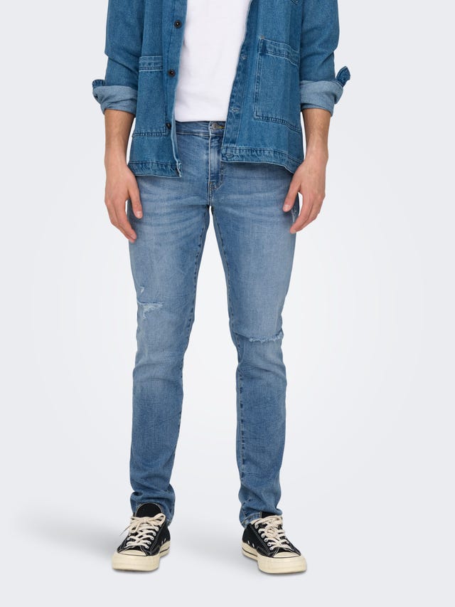 ONLY & SONS ONSLOOM slim fit jeans blauw ONLY & SONS ONSLOOM slim fit jeans blauw