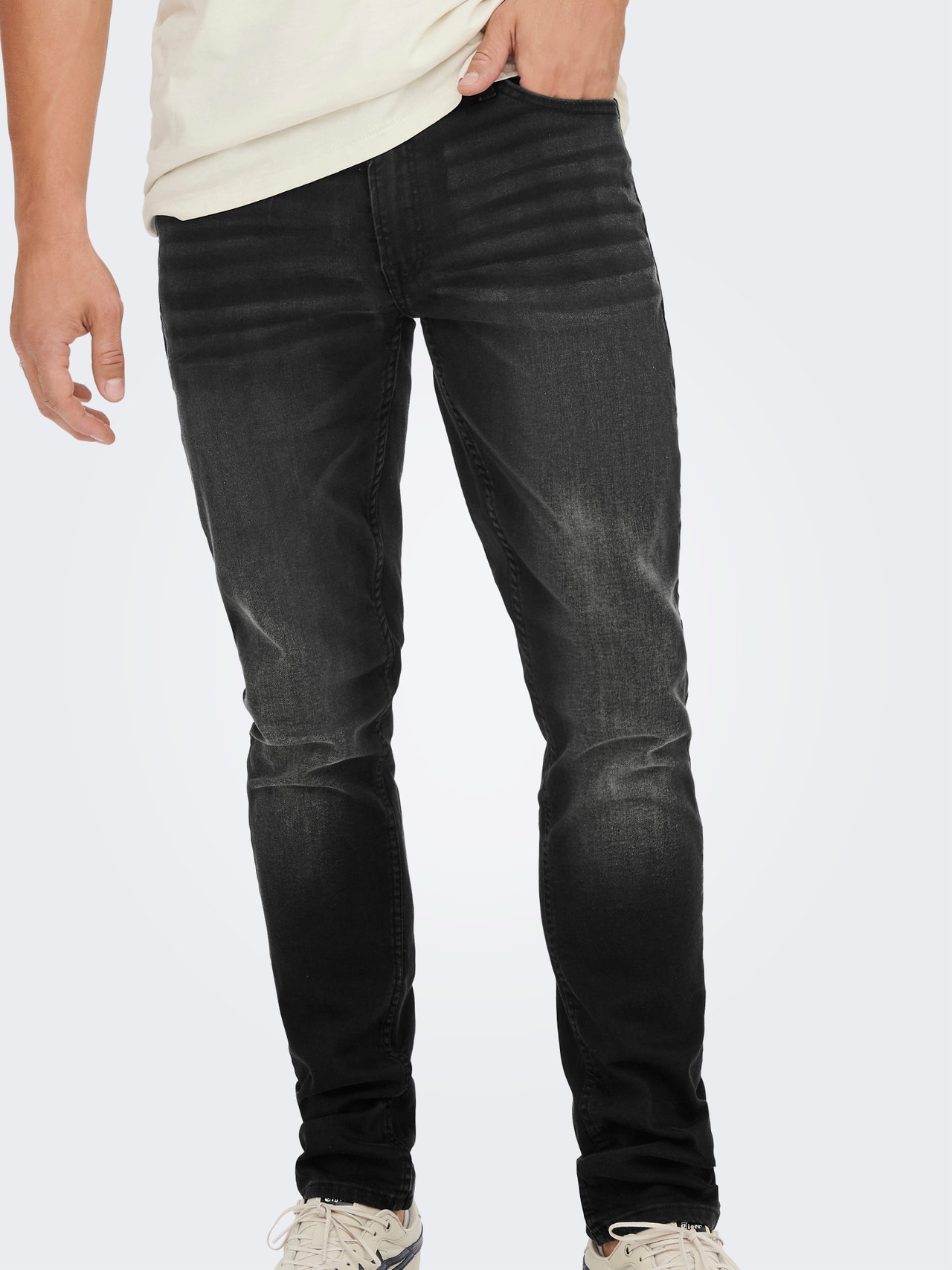 ONLY & SONS Slim Fit Mid waist Jeans -Black Denim - 22023231