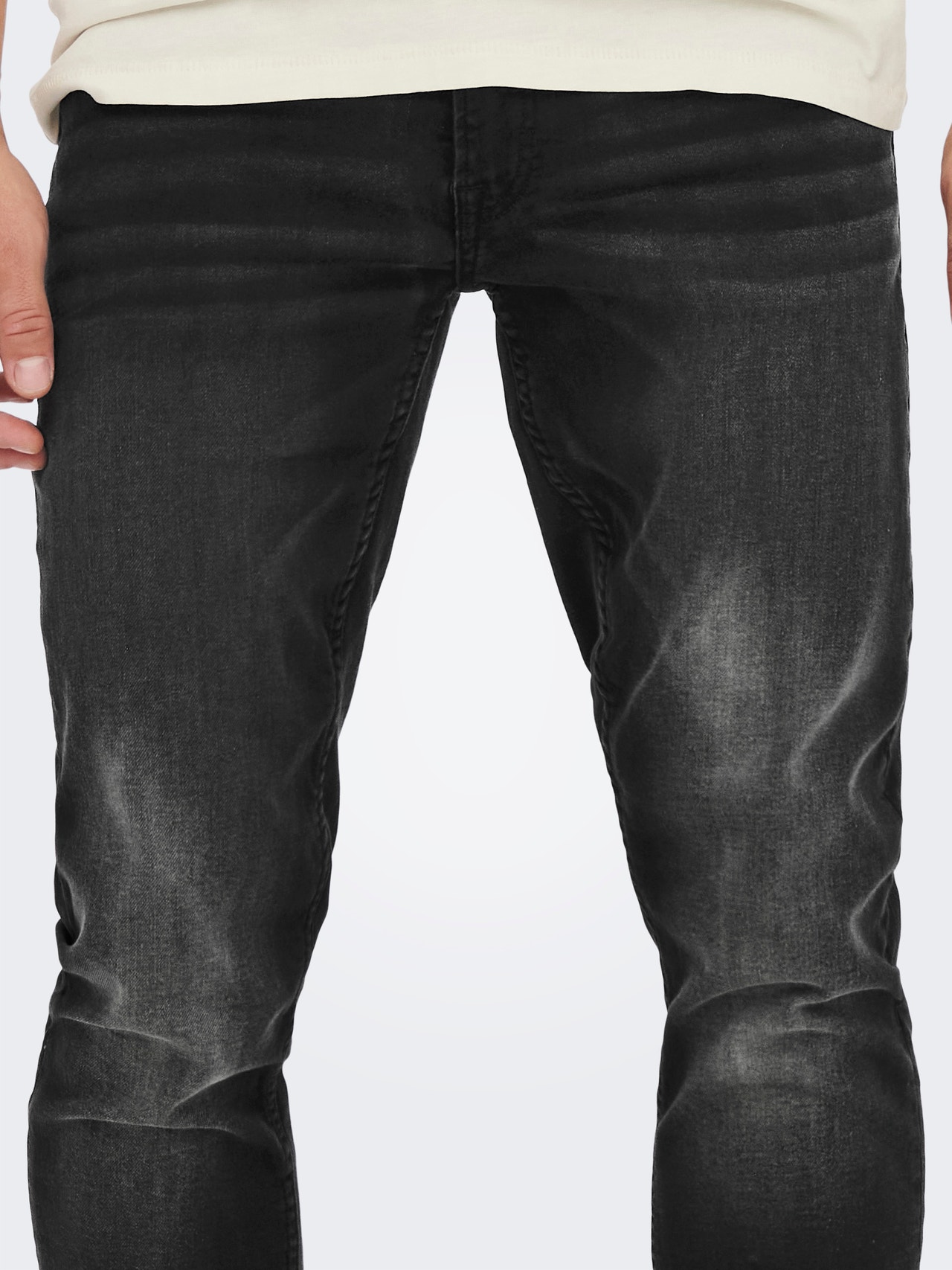 ONLY & SONS Slim Fit Mittlere Taille Jeans -Black Denim - 22023231