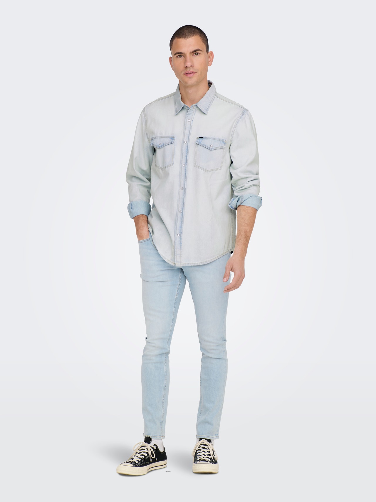 ONLY & SONS Regular Fit Shirt collar Shirt -Light Blue Denim - 22023247