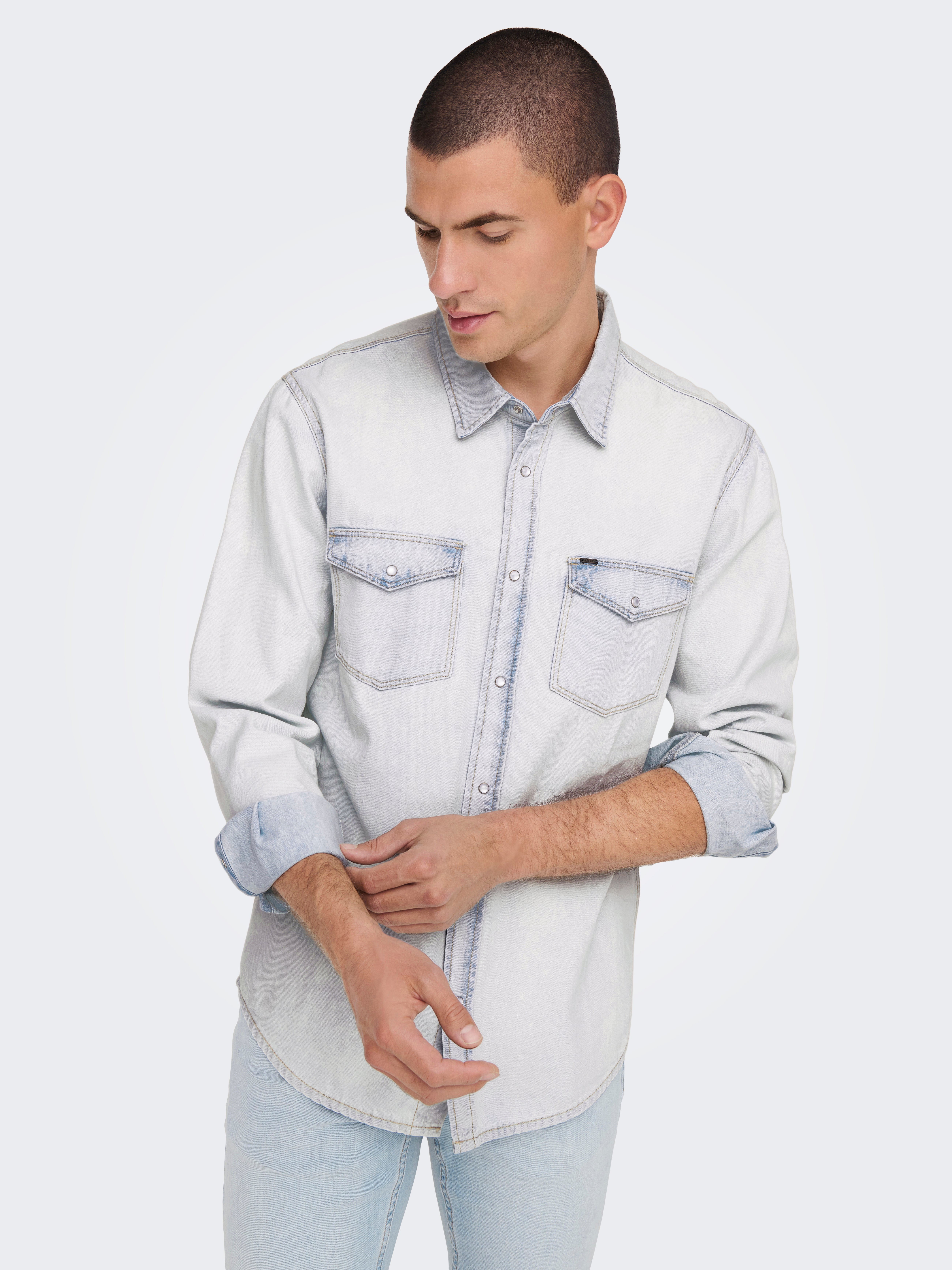 Denim shirt with chest pockets | Light Blue | ONLY & SONS®