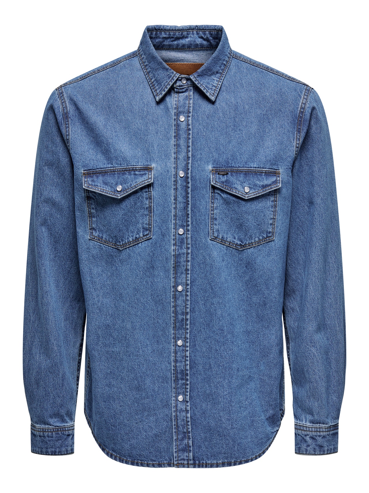 ONLY & SONS Regular Fit Skjortekrage Skjorte -Medium Blue Denim - 22023247
