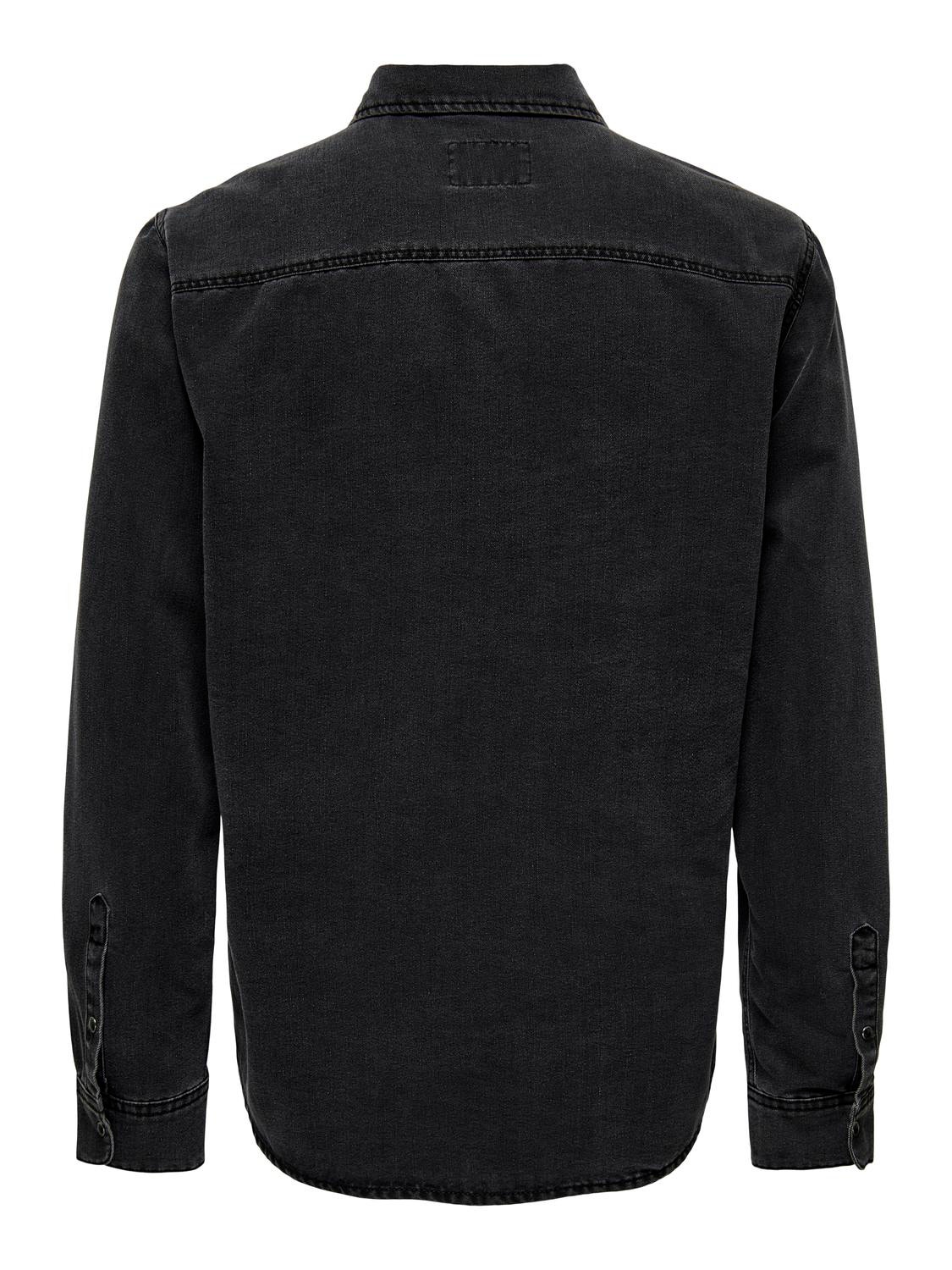 ONLY & SONS Regular fit Overhemd kraag Overhemd -Dark Grey Denim - 22023247