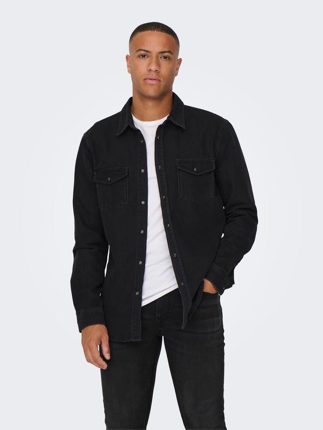 ONLY & SONS Denim shirt with chest pockets - 22023247