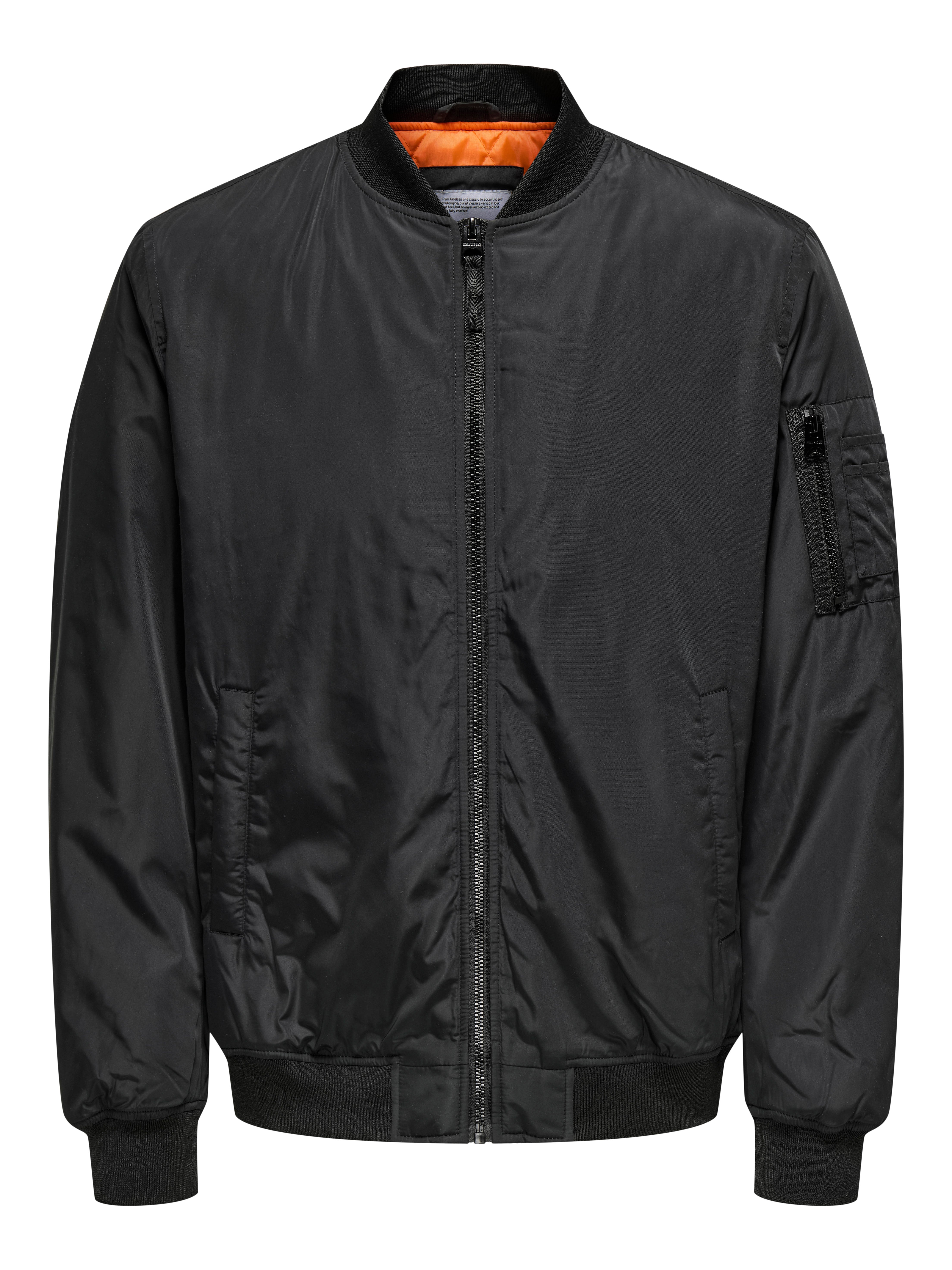 ASKYY /2WIN ZIP Bomber JACKET/ブラック xoxingysm Men's Bomber Jacket Lightweight No Hood Casual
