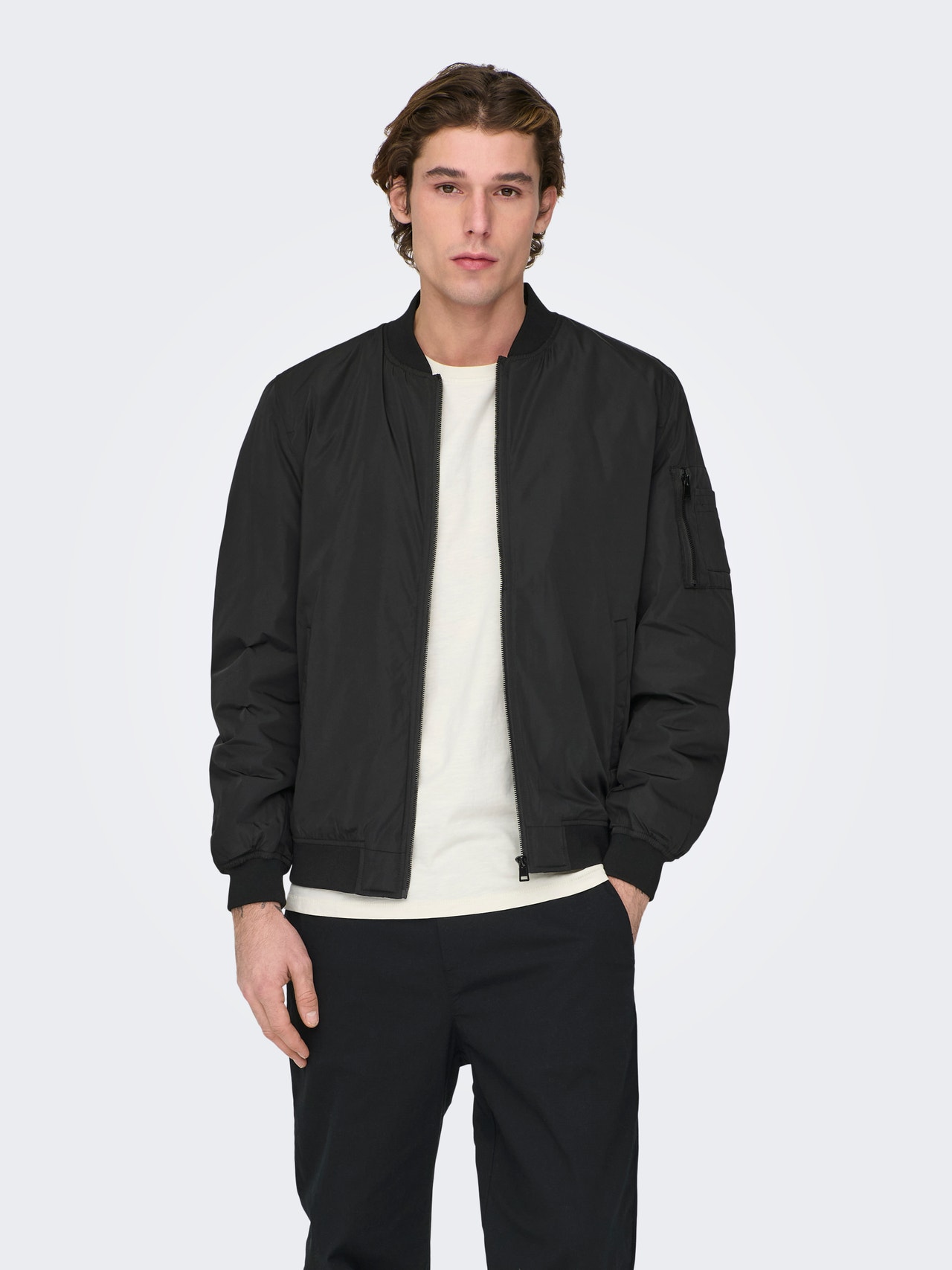 ONLY & SONS Baseball Ribbed cuffs Jacket -Black - 22023287