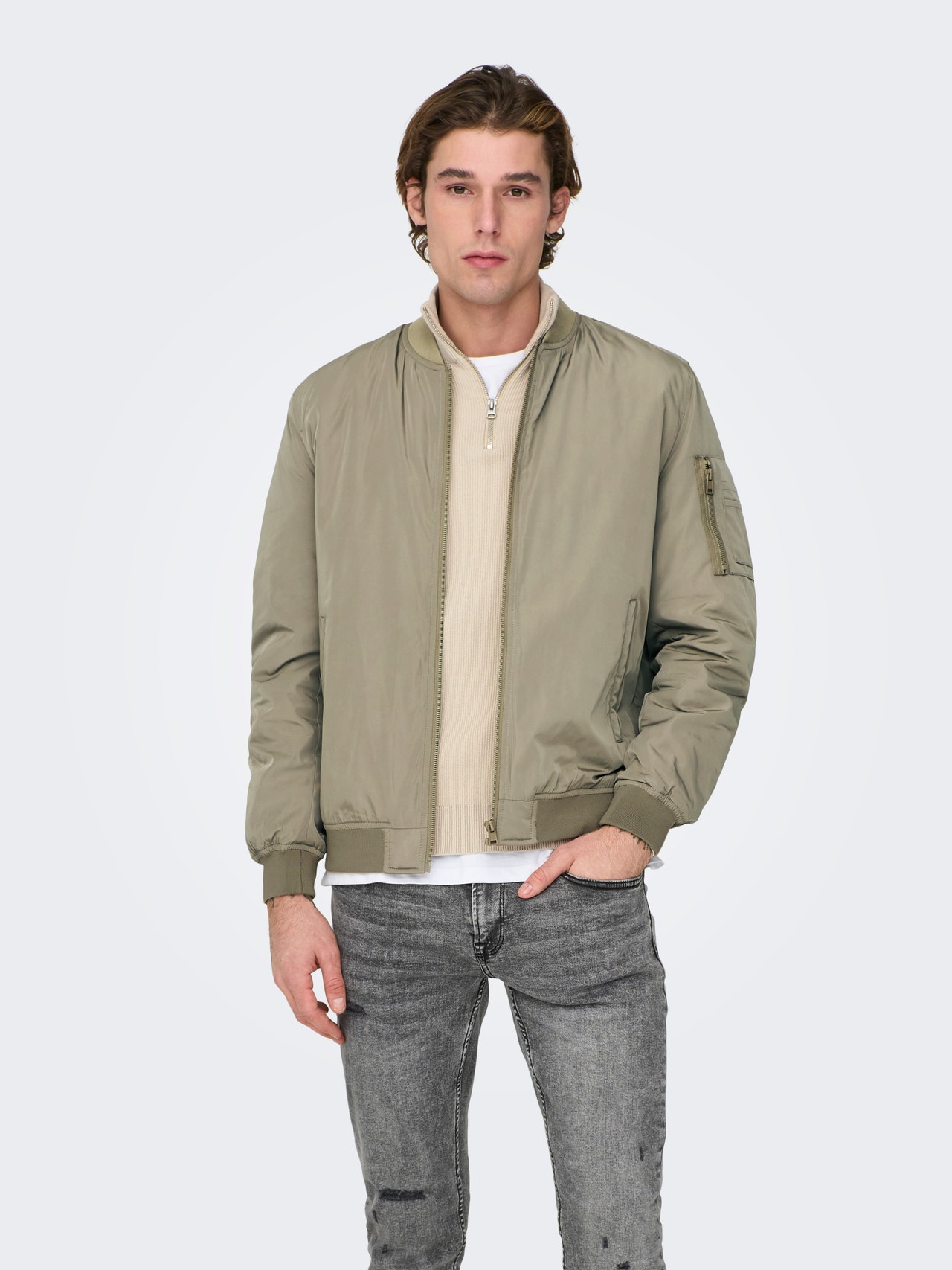 ONLY & SONS Baseball Ribbed cuffs Jacket -Fallen Rock - 22023287