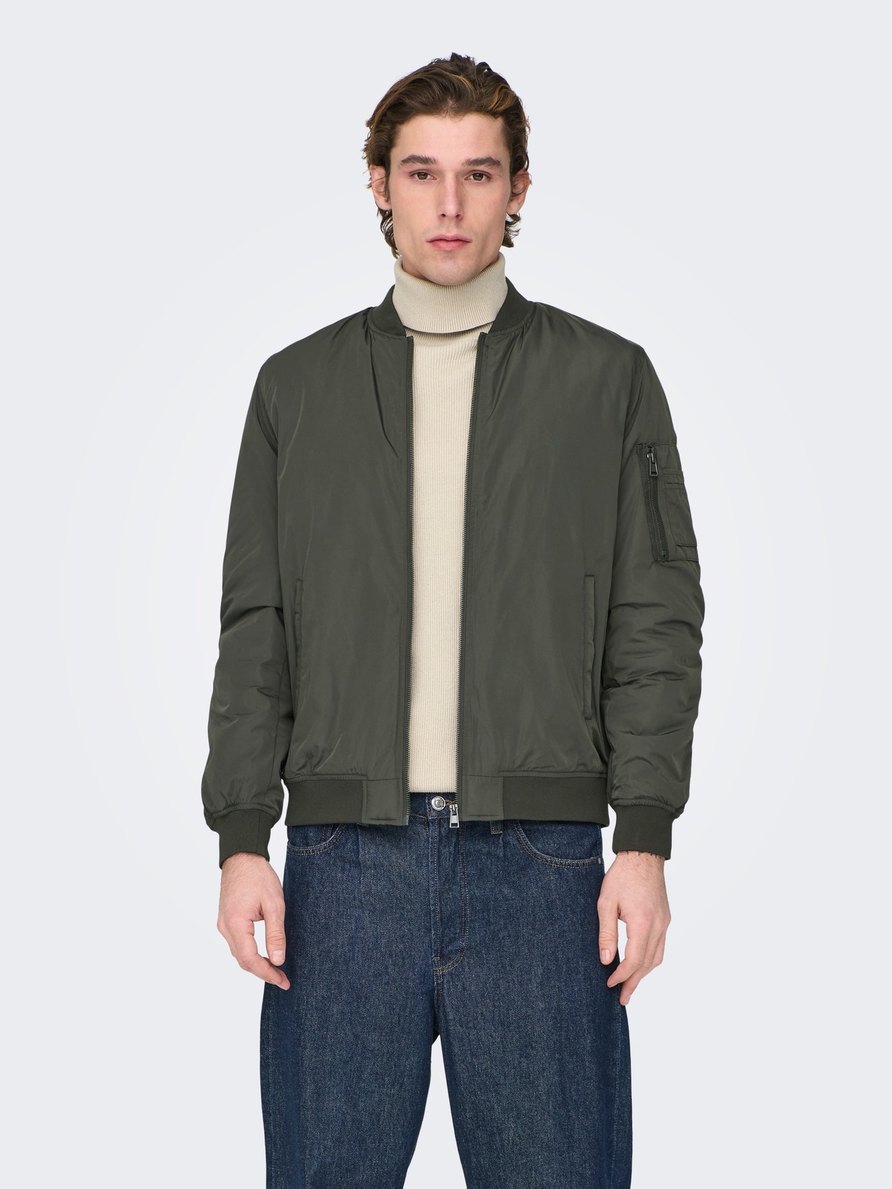 ONLY & SONS Solid color bomber jacket -Peat - 22023287