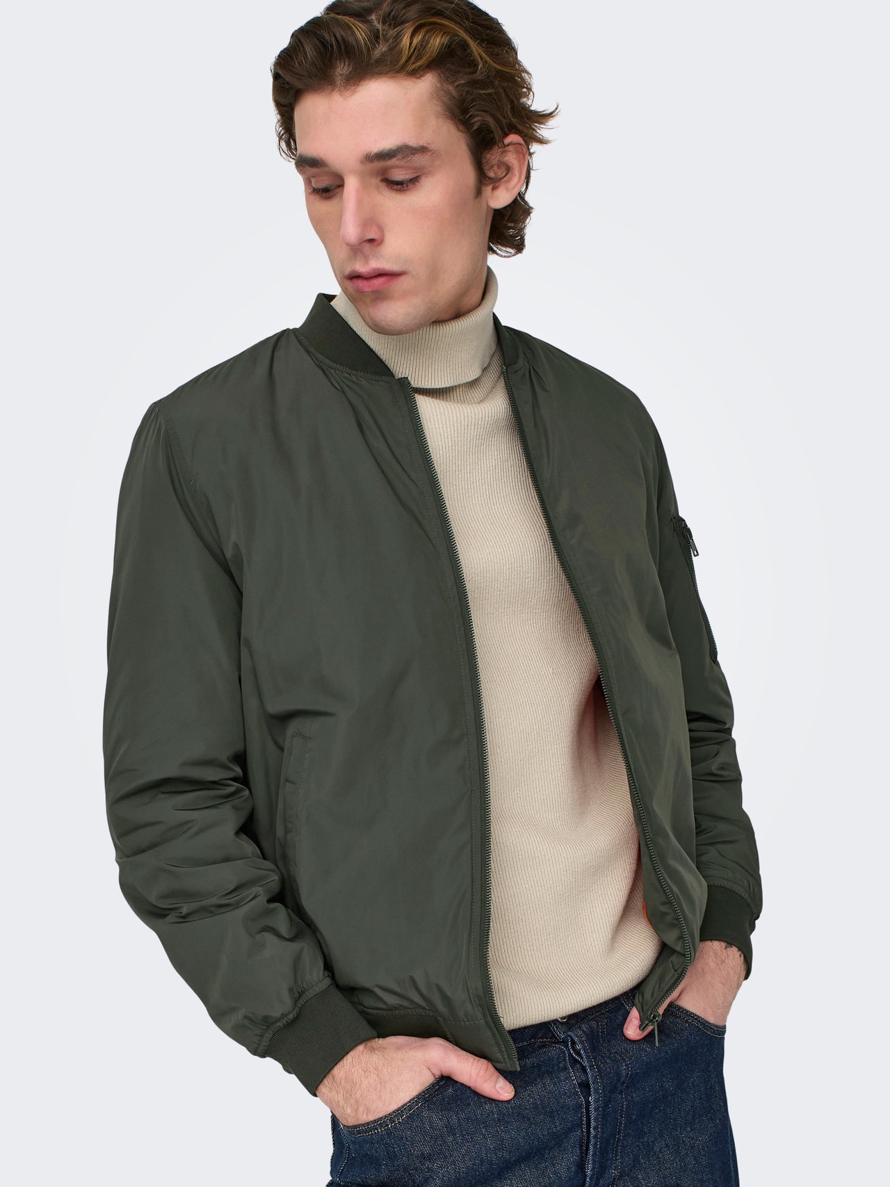ONLY & SONS Baseball Ribbed cuffs Jacket -Peat - 22023287