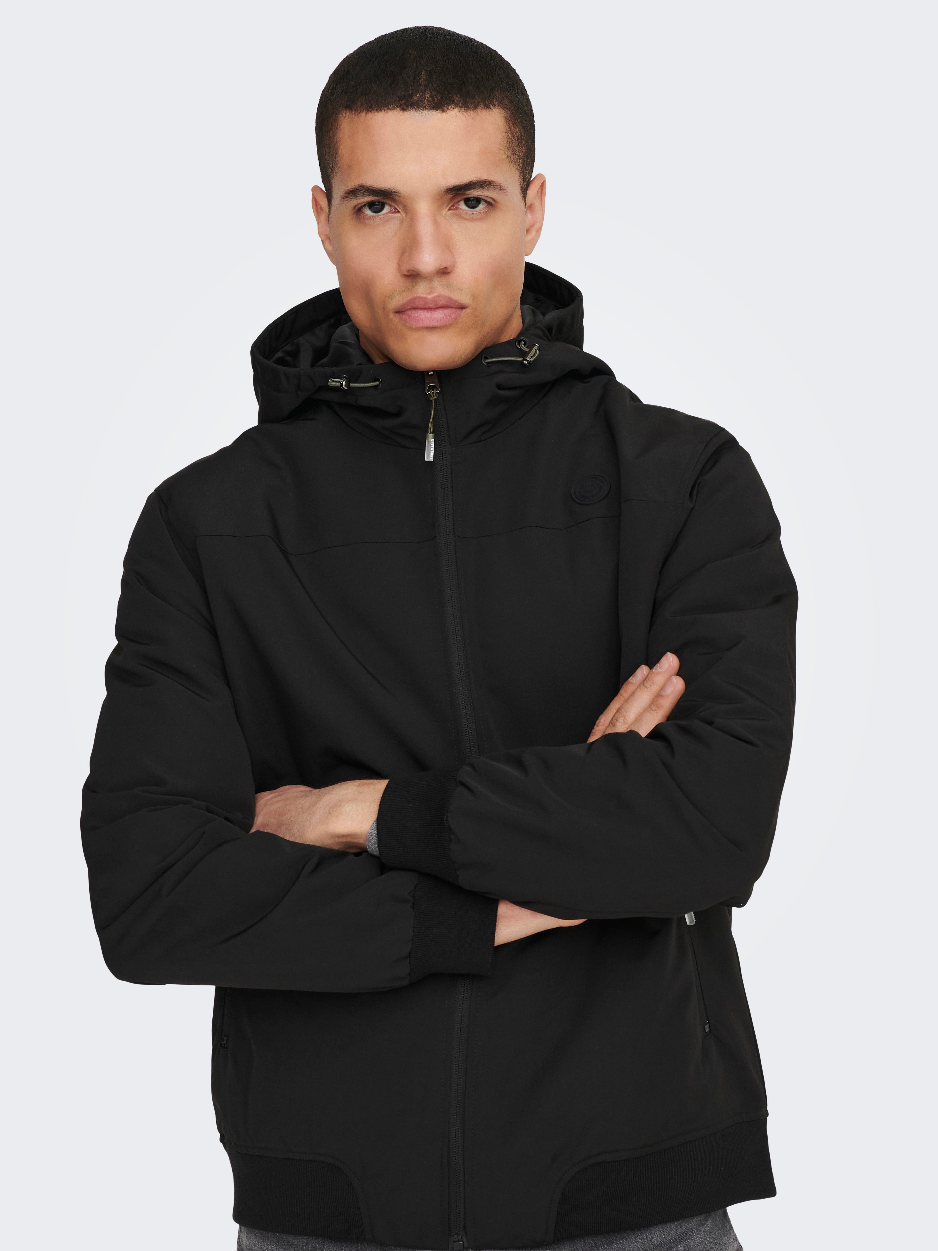 Jacket with clearance different colored hood