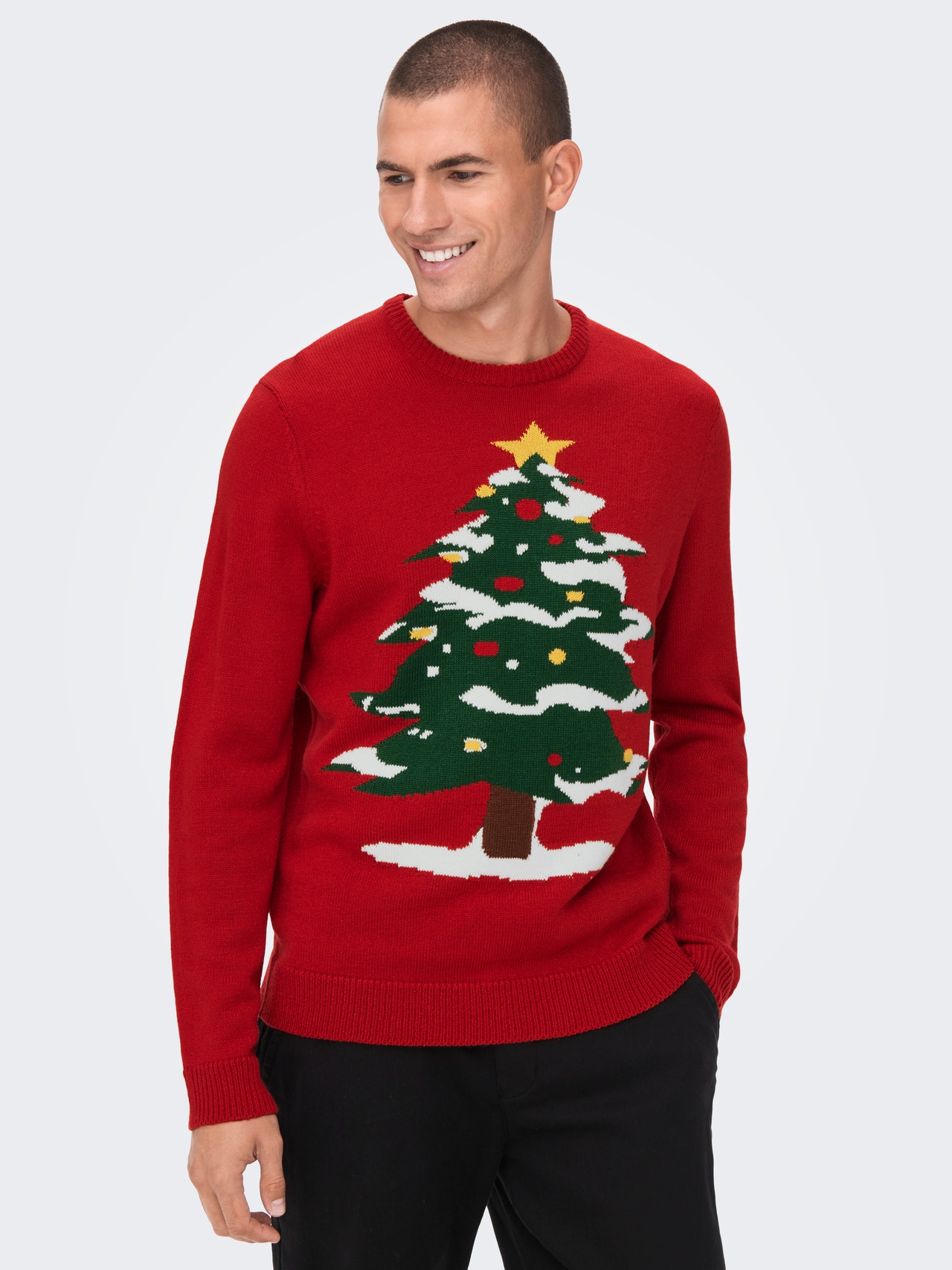ONLY & SONS Christmas knitted pullover -Pompeian Red - 22023347