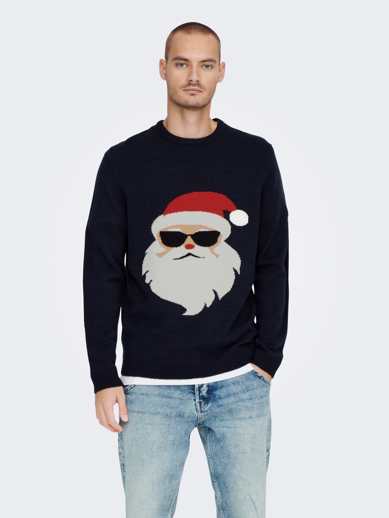 ONLY & SONS Christmas knitted pullover -Dark Navy - 22023347