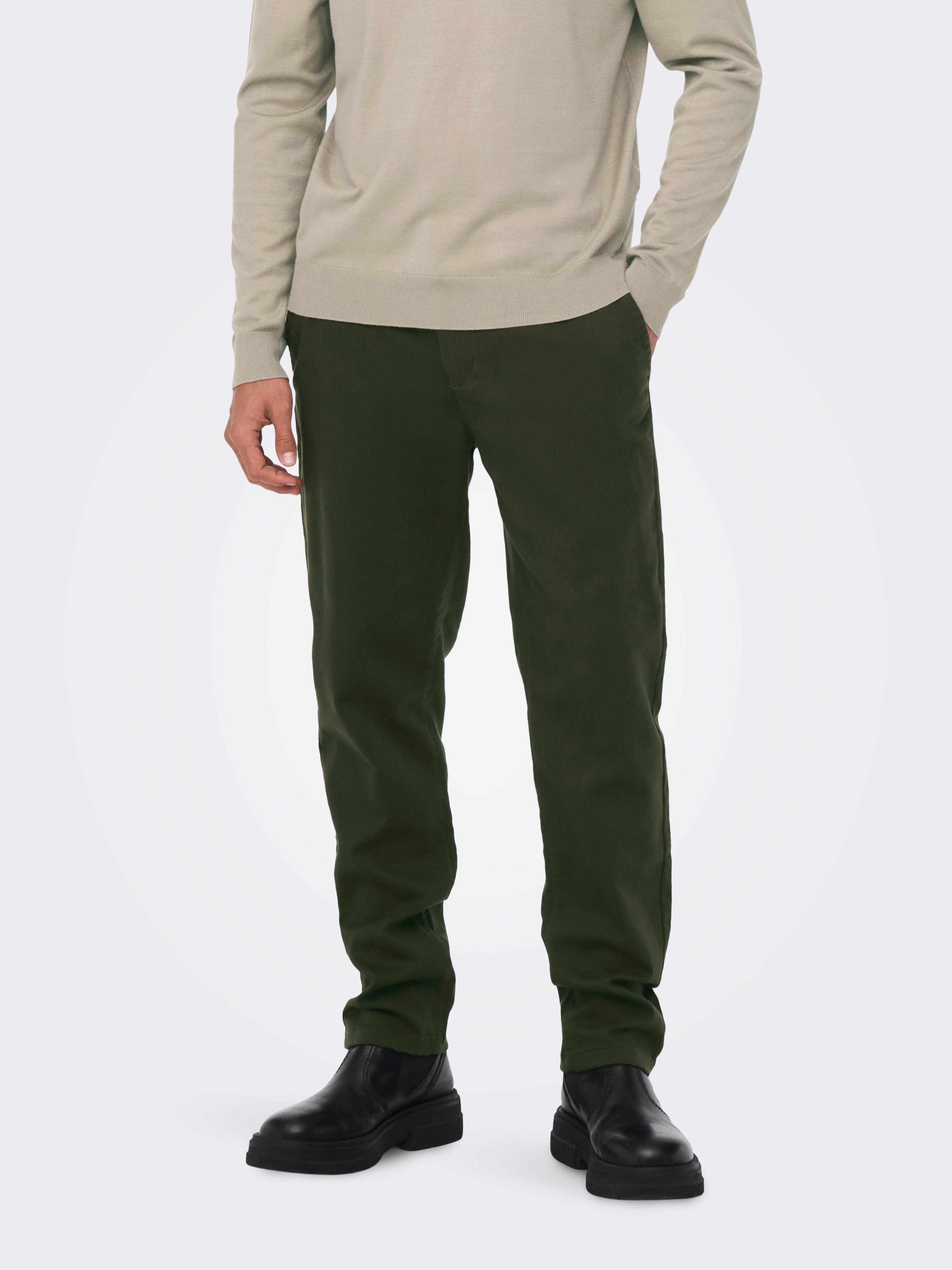 Chino pants with turnup  Medium Grey  ONLY  SONS