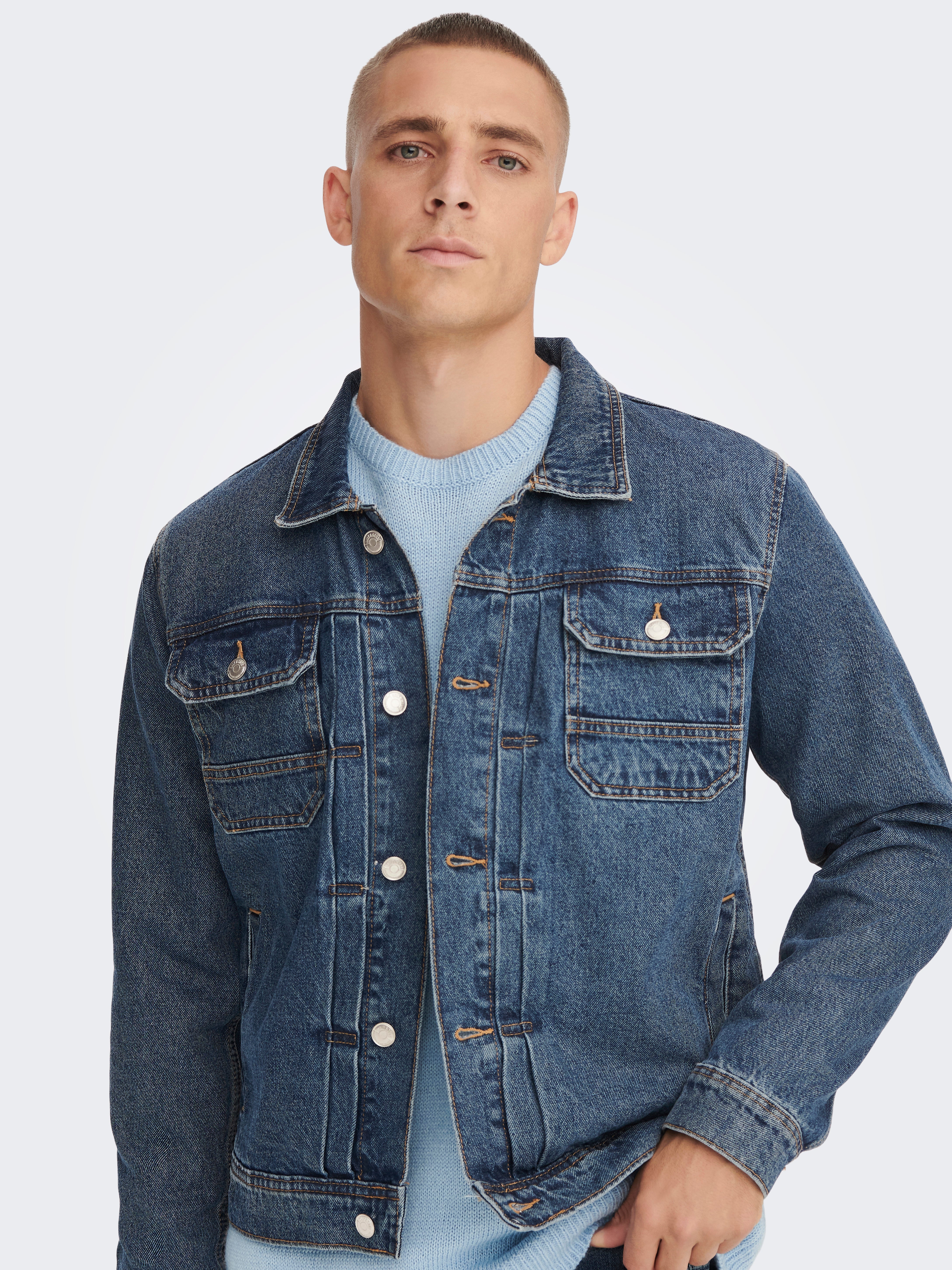 Buy Levi's Men's Solid Navy Blue High Neck Jacket online