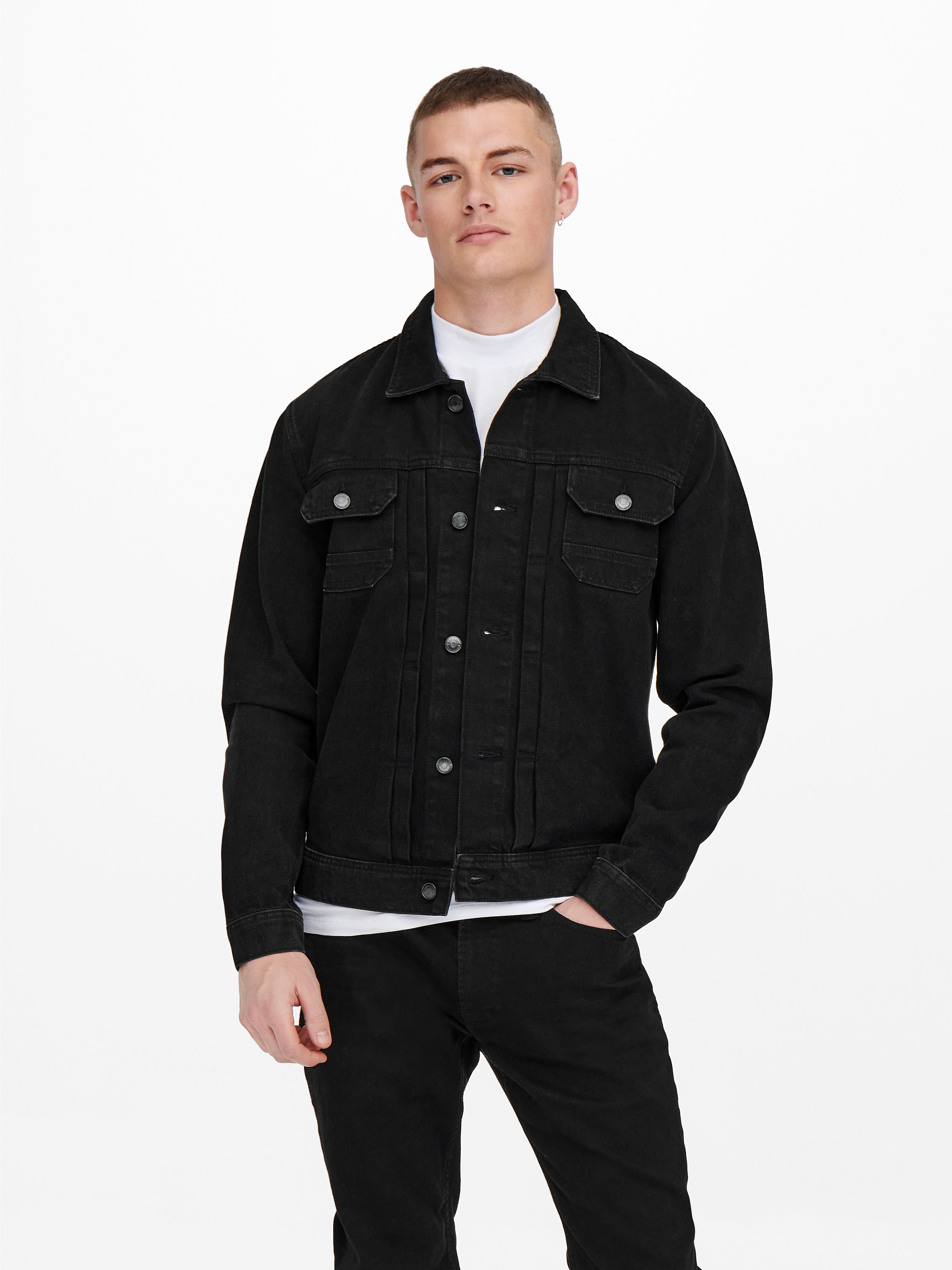 black denim trucker jacket mens