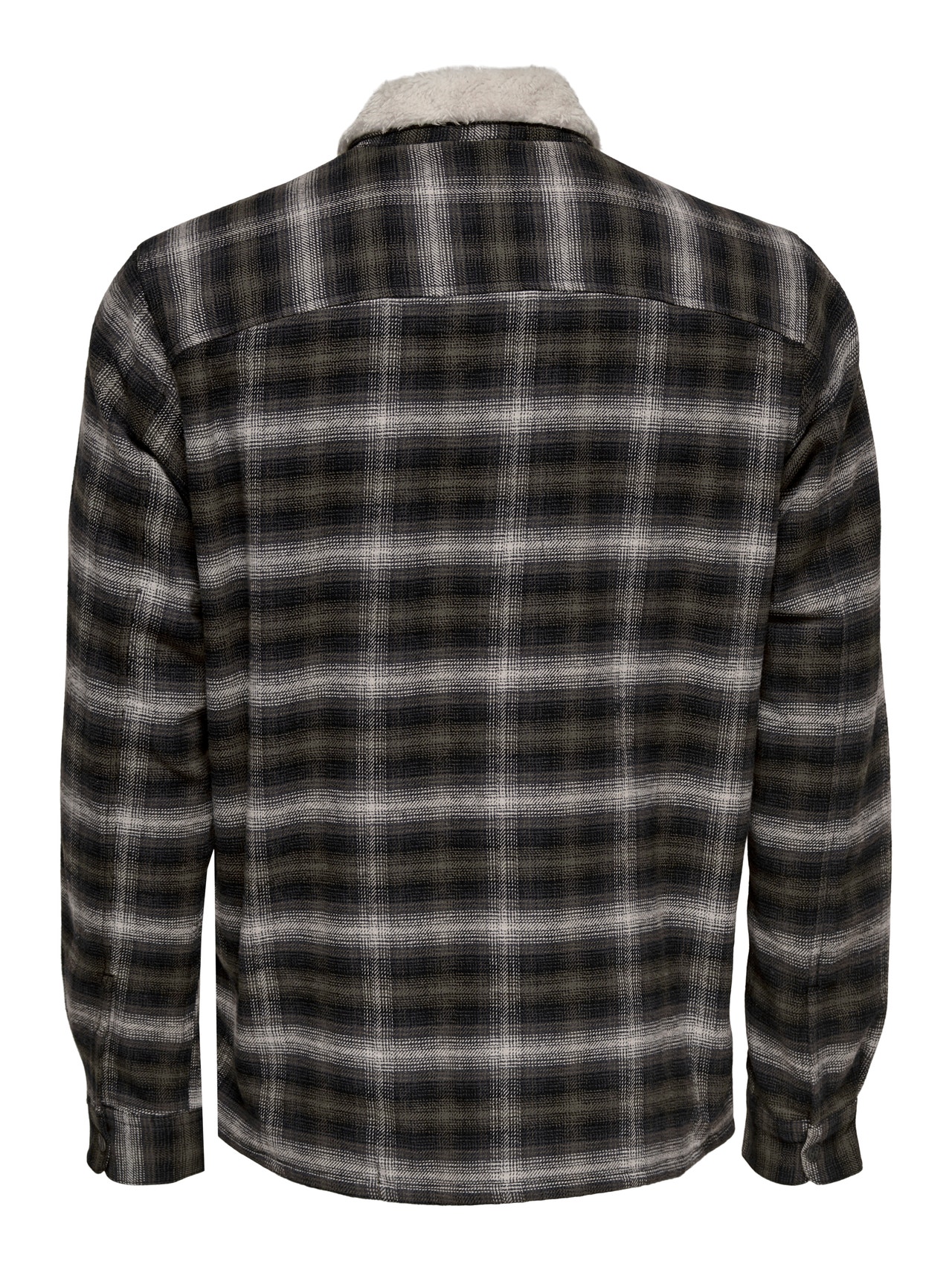 ONLY & SONS Checked shirt with sherpa collar -Canteen - 22023571