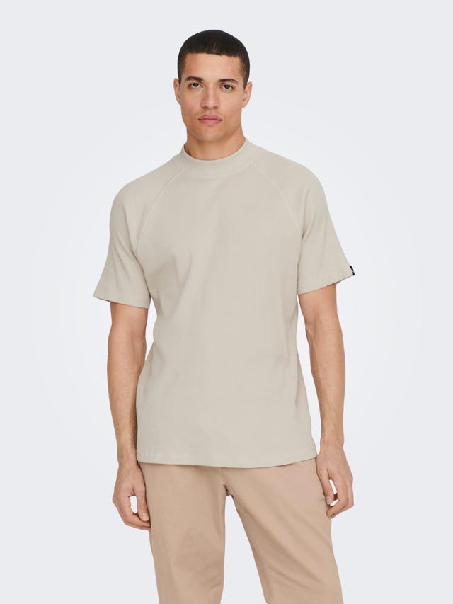 ONLY & SONS Regular Fit Mock neck Raglan sleeves T-Shirt - 22023654