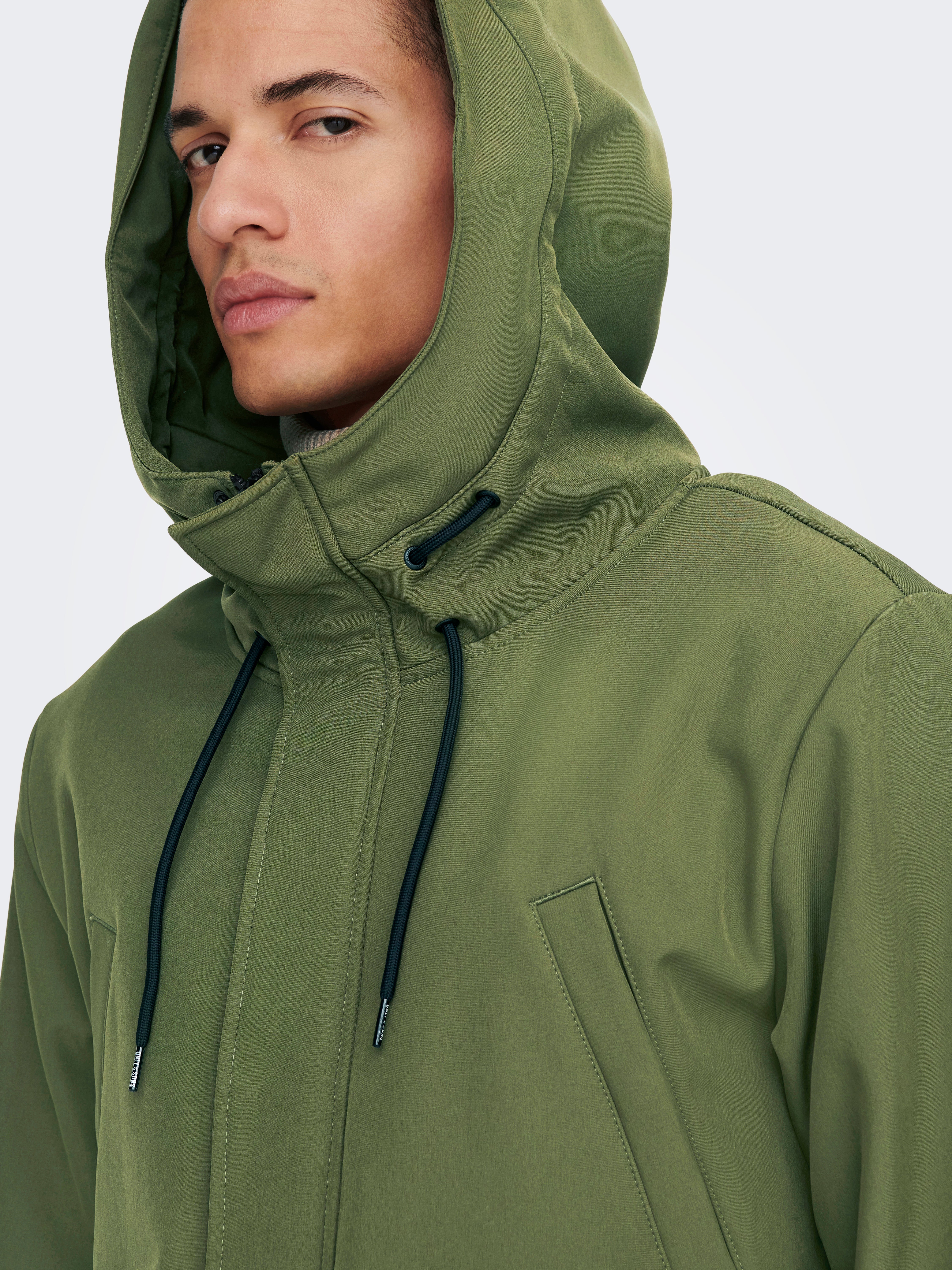 Only & sons parka hotsell with fleece lined hood