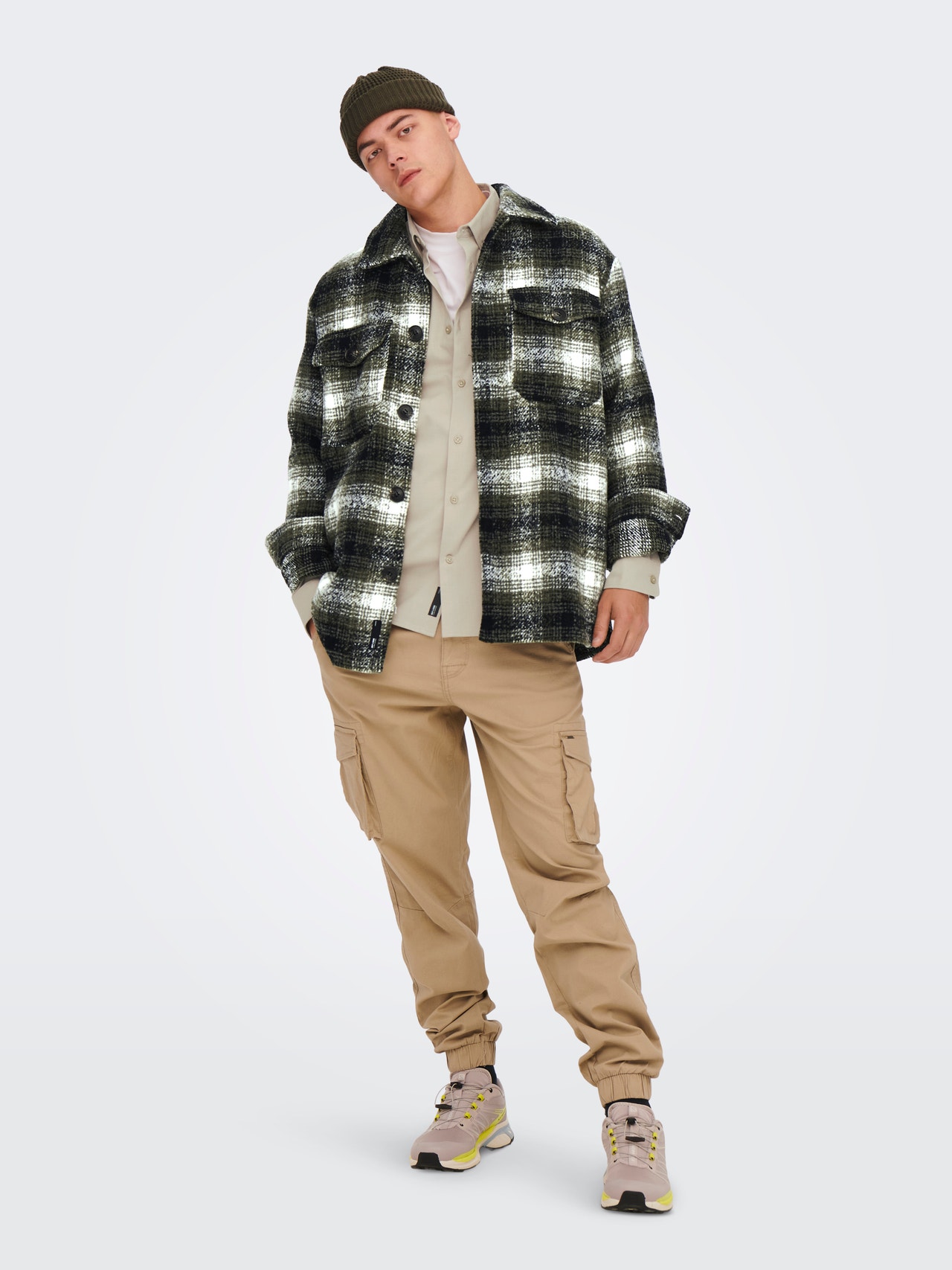 ONLY & SONS Checked shacket -Peat - 22023698