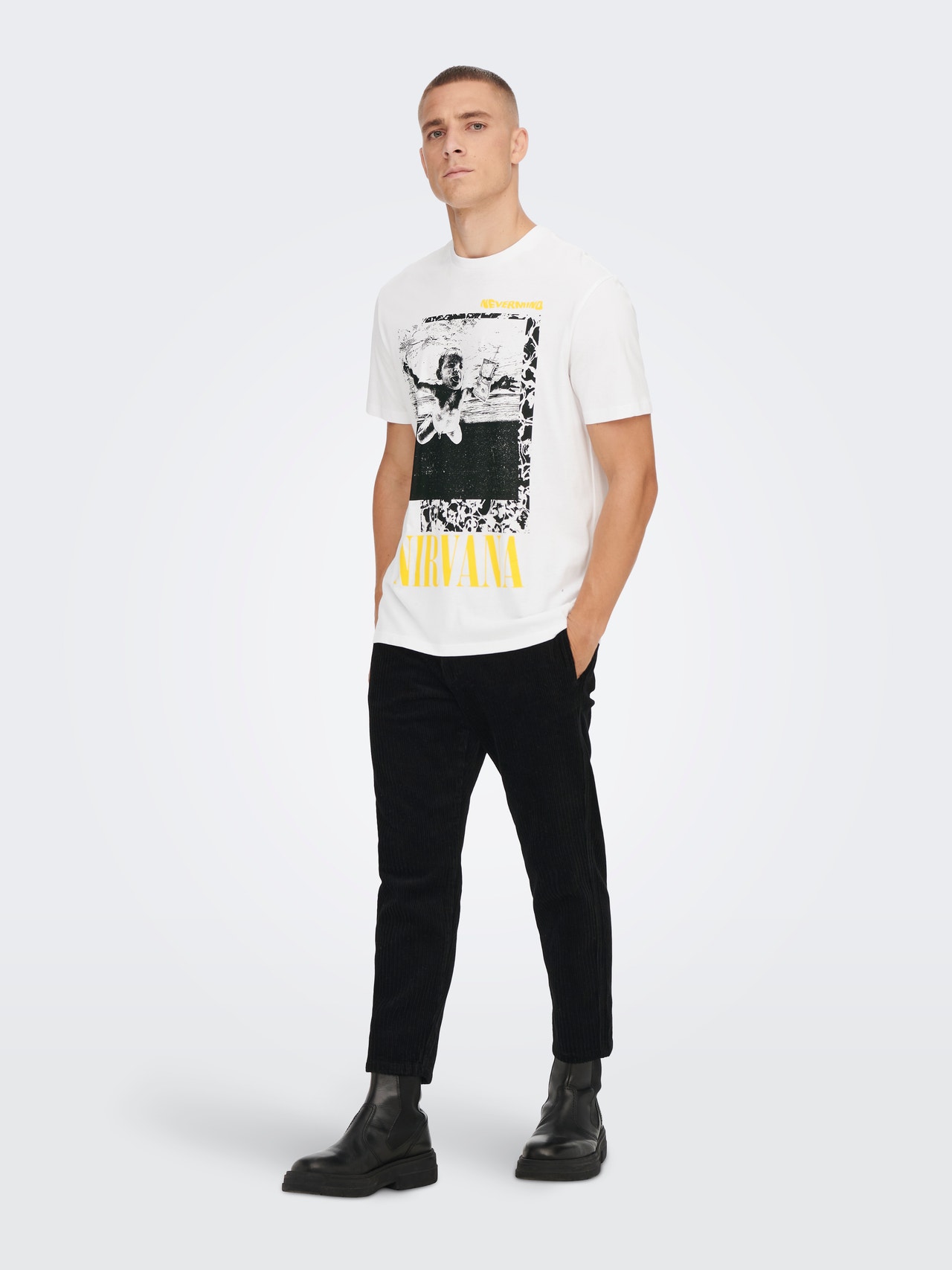 ONLY & SONS O-hals t-shirt with print -White - 22023782