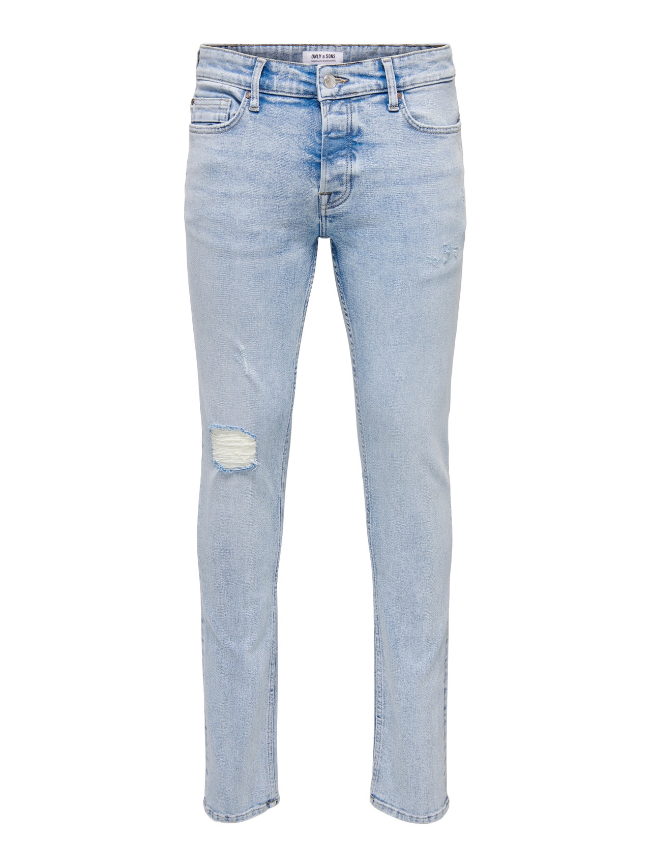 ONLY & SONS Slim Fit Mittlere Taille Offener Saum Jeans -Blue Denim - 22023922