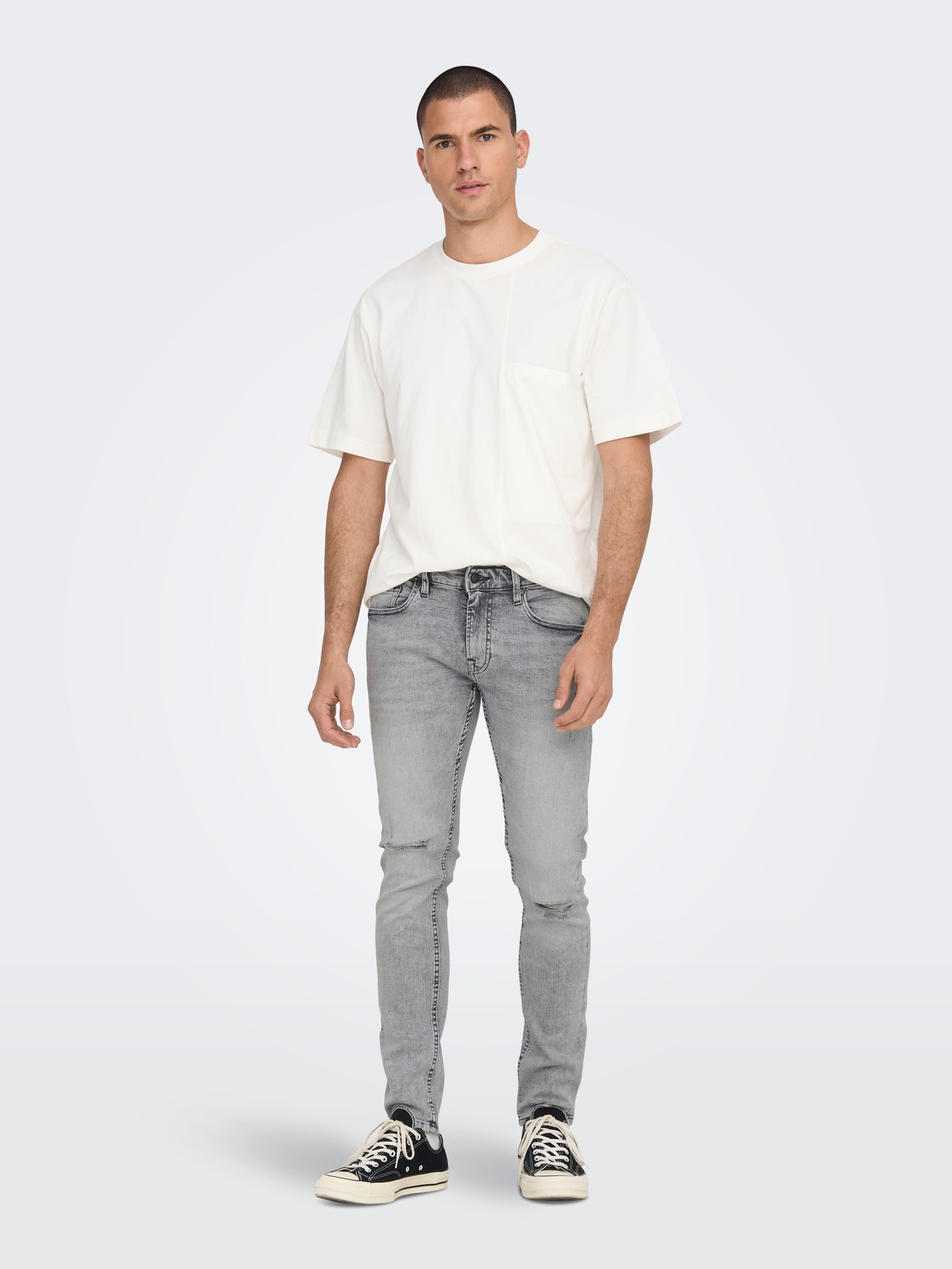 ONLY & SONS Skinny Fit Mid waist Jeans -Grey Denim - 22023925