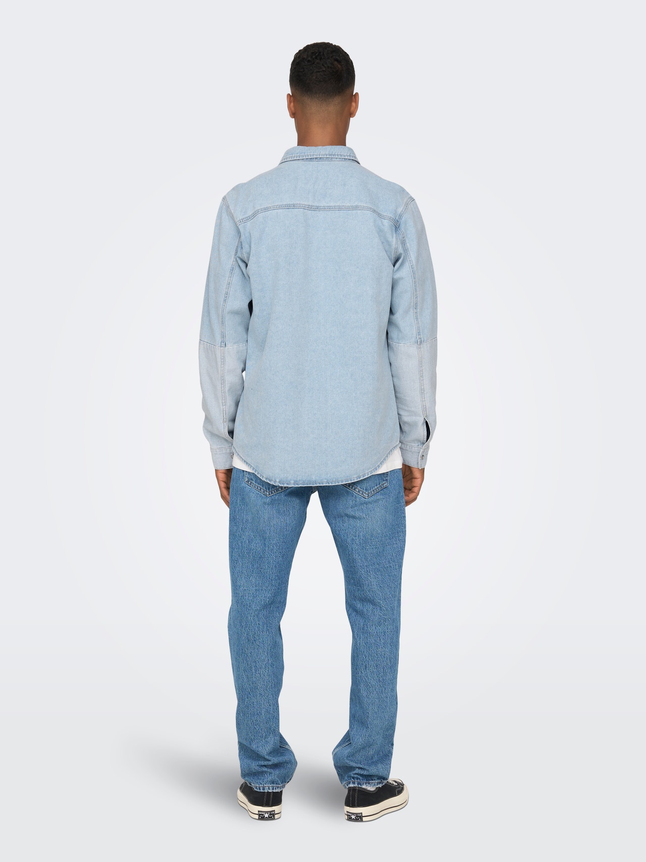 ONLY & SONS Standardpassform Skjortkrage Skjorta -Light Blue Denim - 22023937
