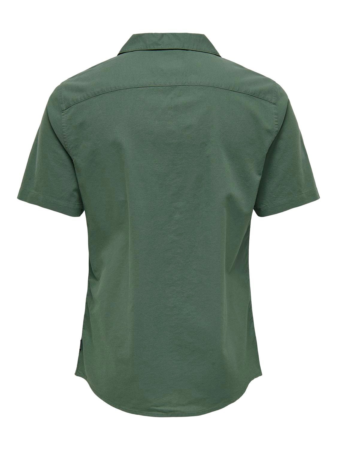 ONLY & SONS Camisas Corte slim Cuello cubano -Duck Green - 22023964