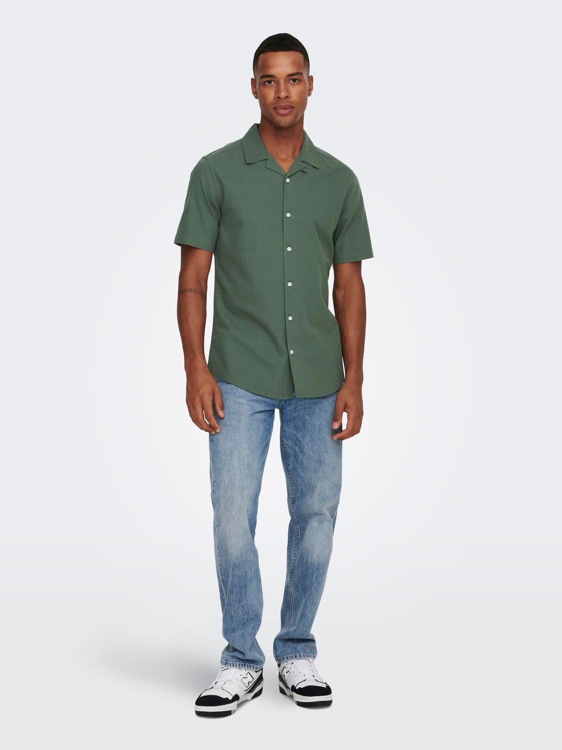 ONLY & SONS Slim fit Resort kraag Overhemd -Duck Green - 22023964