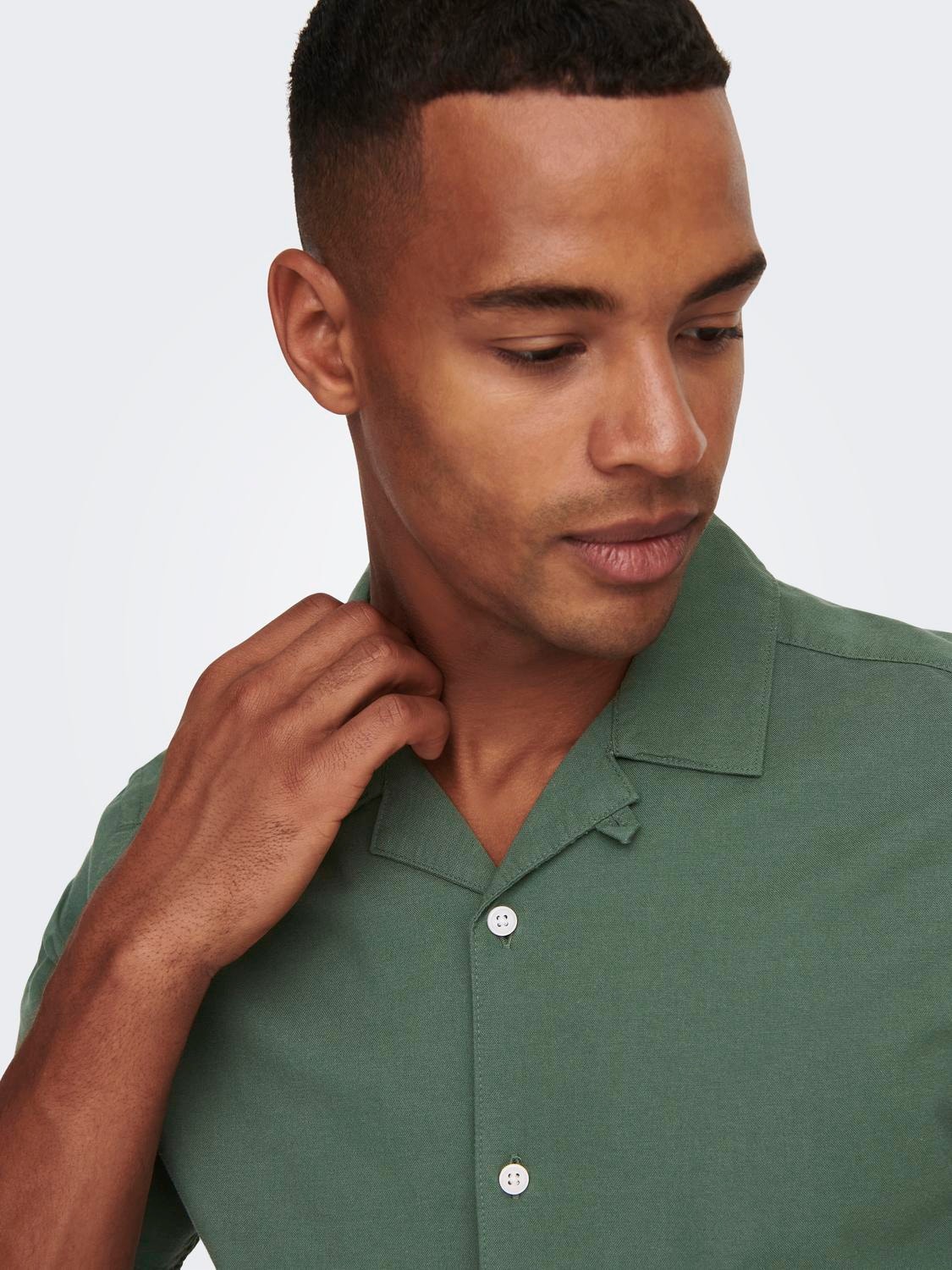 ONLY & SONS Slim Fit Resort collar Shirt -Duck Green - 22023964