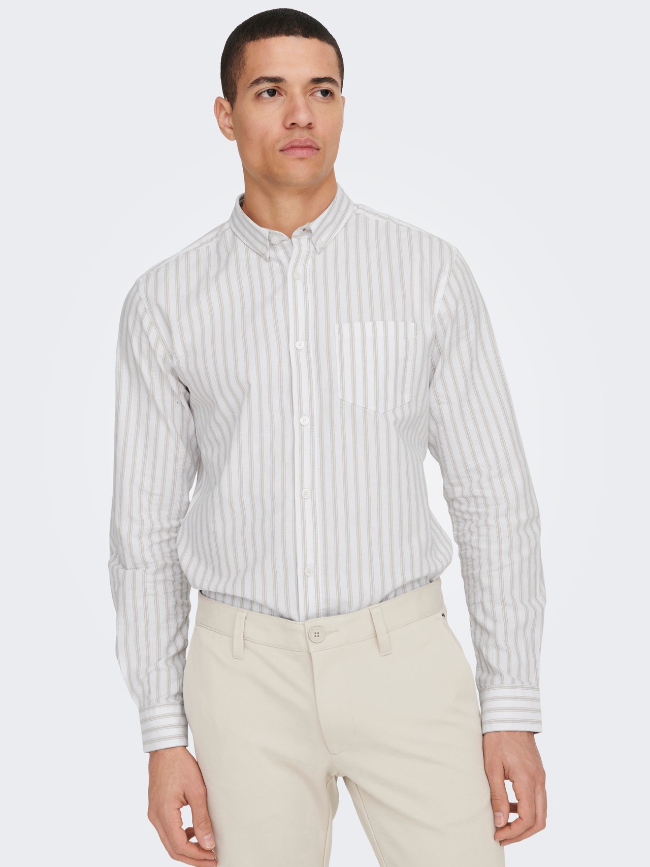 ONLY & SONS Chemises Slim Fit Col boutonné -Chinchilla - 22023977