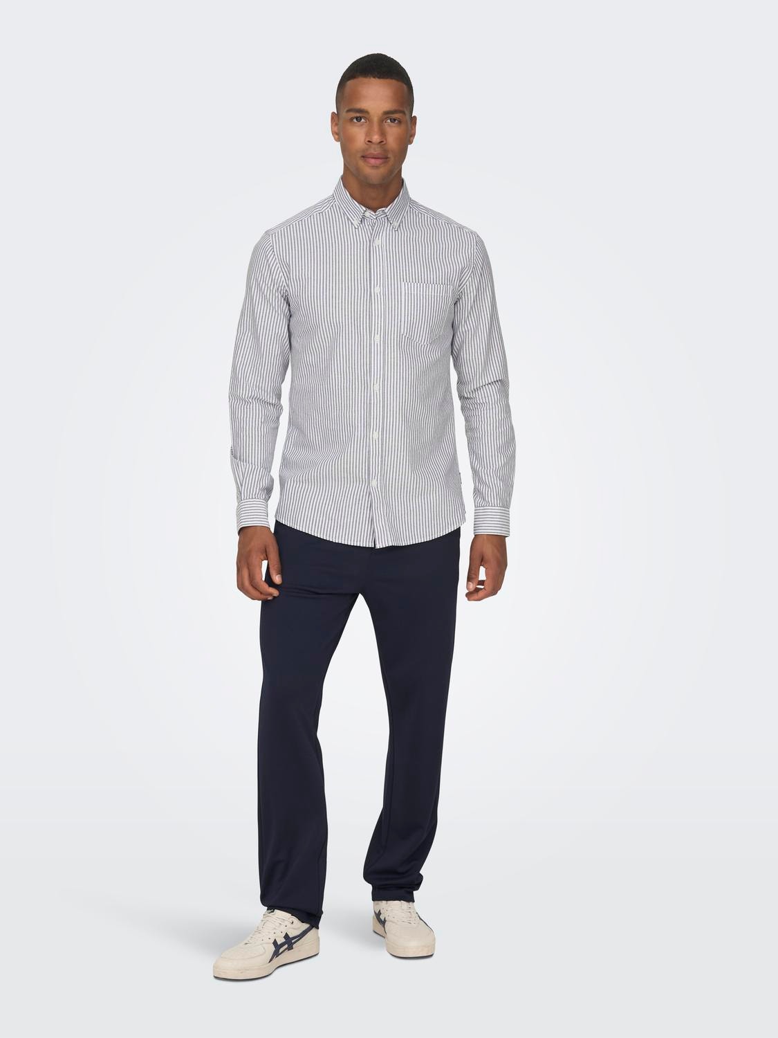 ONLY & SONS Slim Fit Button-down collar Shirt -Dark Navy - 22023977