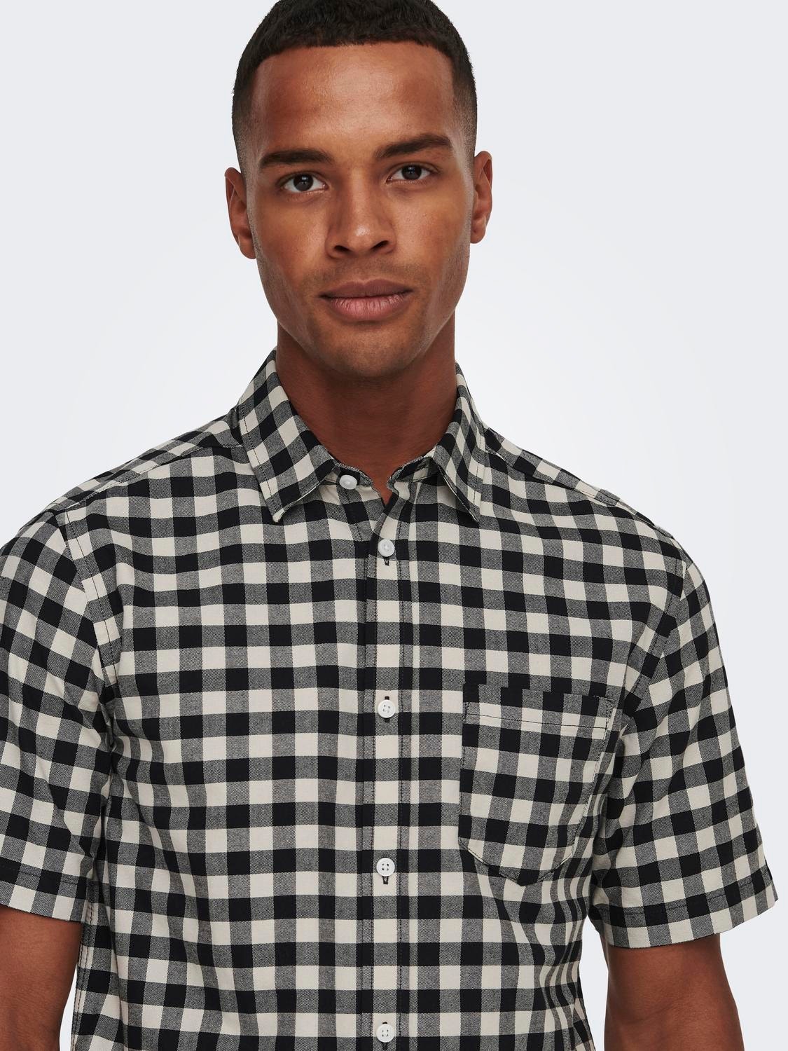 ONLY & SONS Slim Fit Button down-krage Skjorta -Silver Lining - 22023981