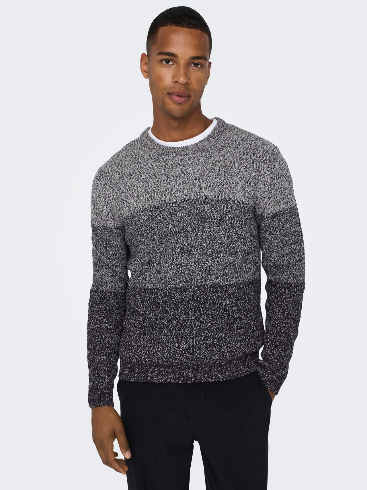 Pull col rond maille côtelée coton Homme ONLY AND SONS à prix