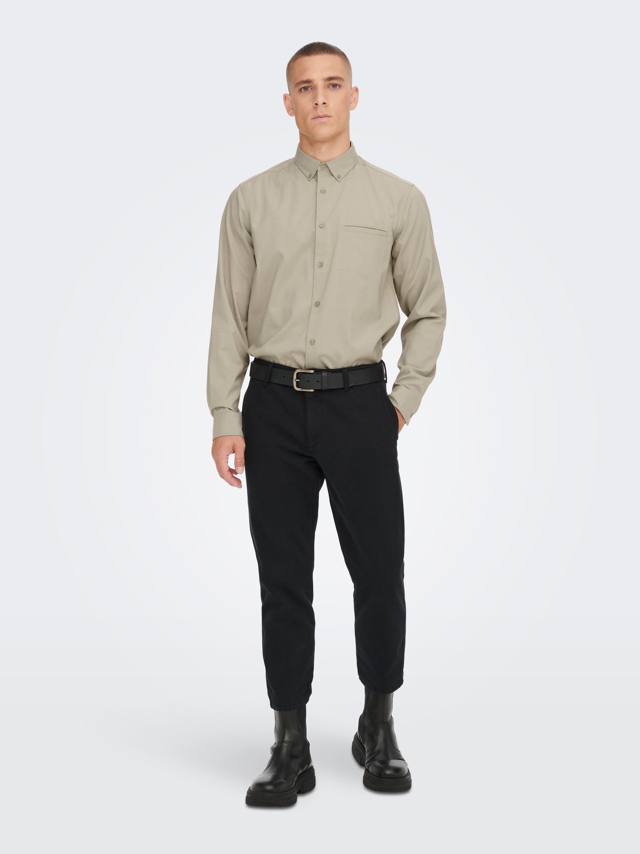 ONLY & SONS Regular Fit Shirt collar Shirt -Chinchilla - 22024105