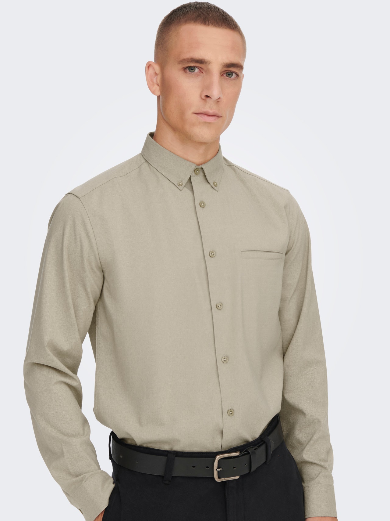 ONLY & SONS regular Fit Solid color shirt -Chinchilla - 22024105