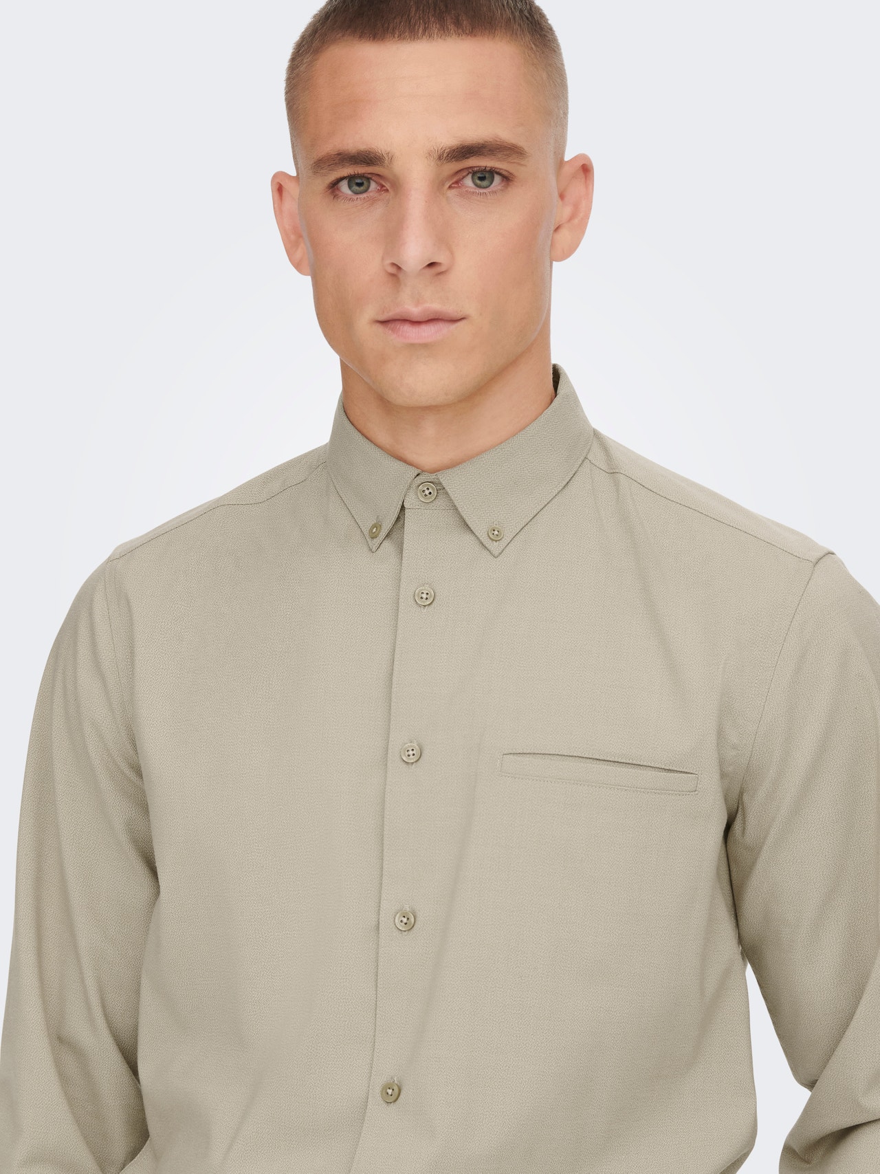 ONLY & SONS regular Fit Solid color shirt -Chinchilla - 22024105
