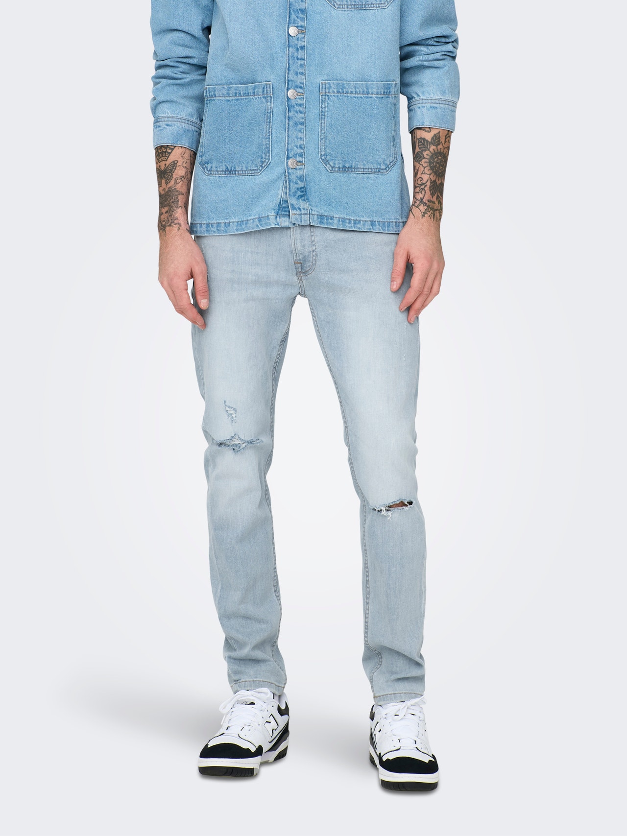 ONLY & SONS Slim Fit Mittlere Taille Jeans -Blue Denim - 22024109
