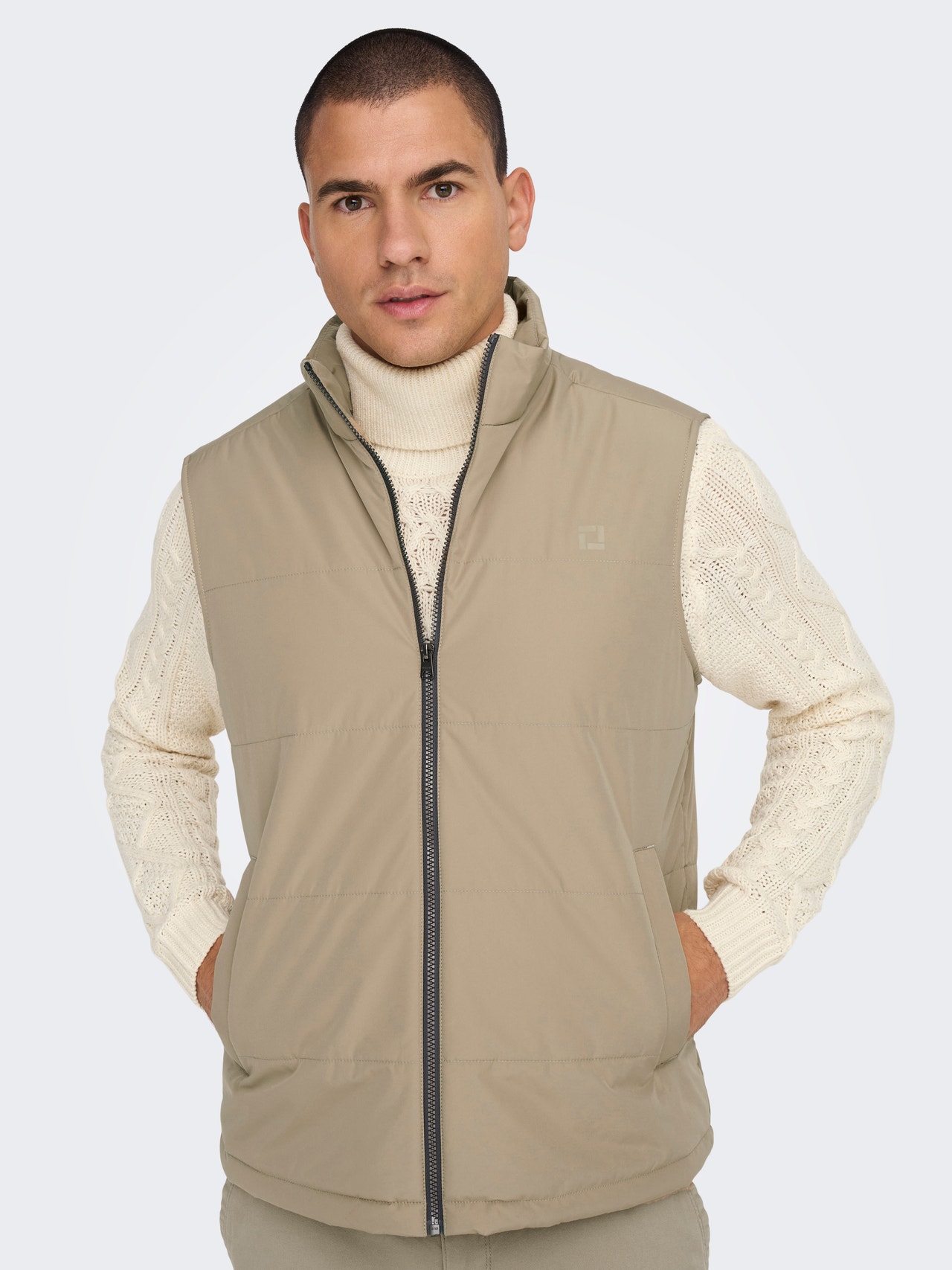 ONLY & SONS Hoge hals Gilet -Chinchilla - 22024154