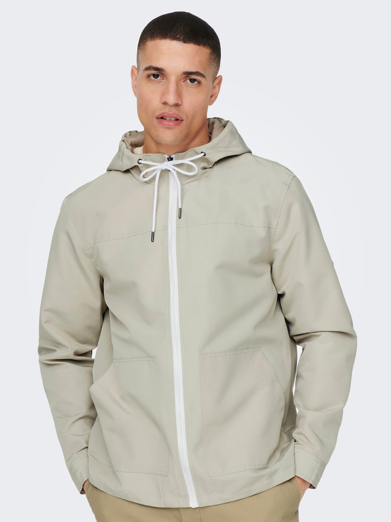 ONLY & SONS Hood with string regulation Jacket -Silver Lining - 22024156